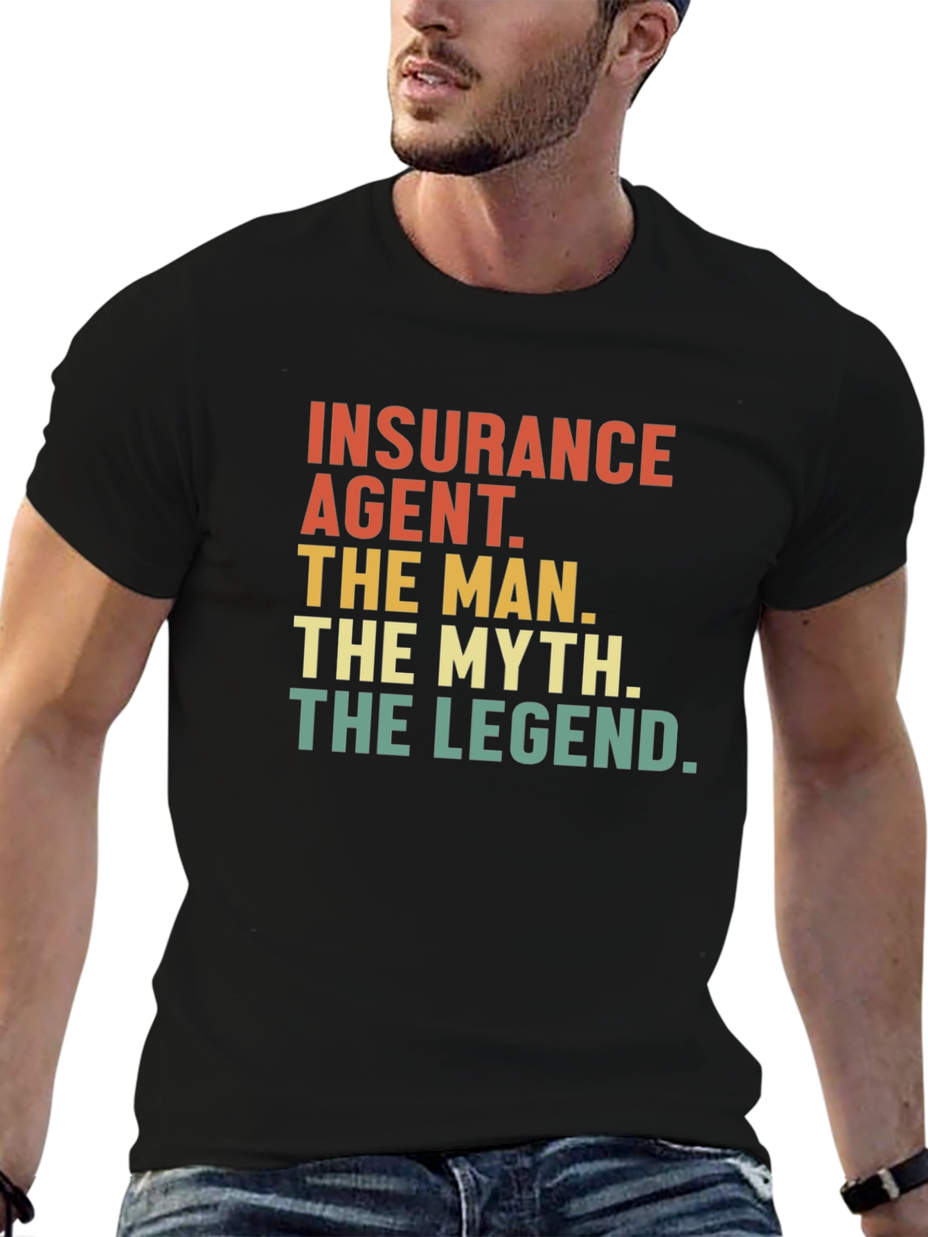 Black Insurance Agent - The Man, Myth, Legend Tee view 6