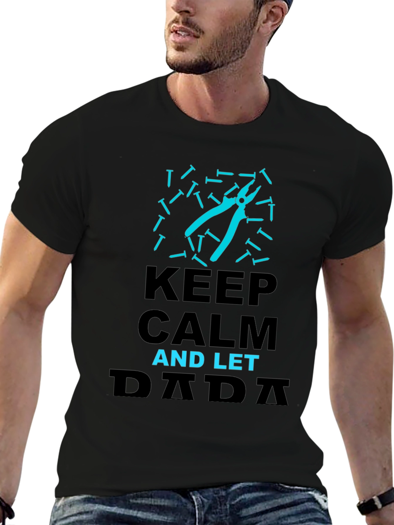 Black Keep Calm and Let Dada Handle It Graphic Tee view 6