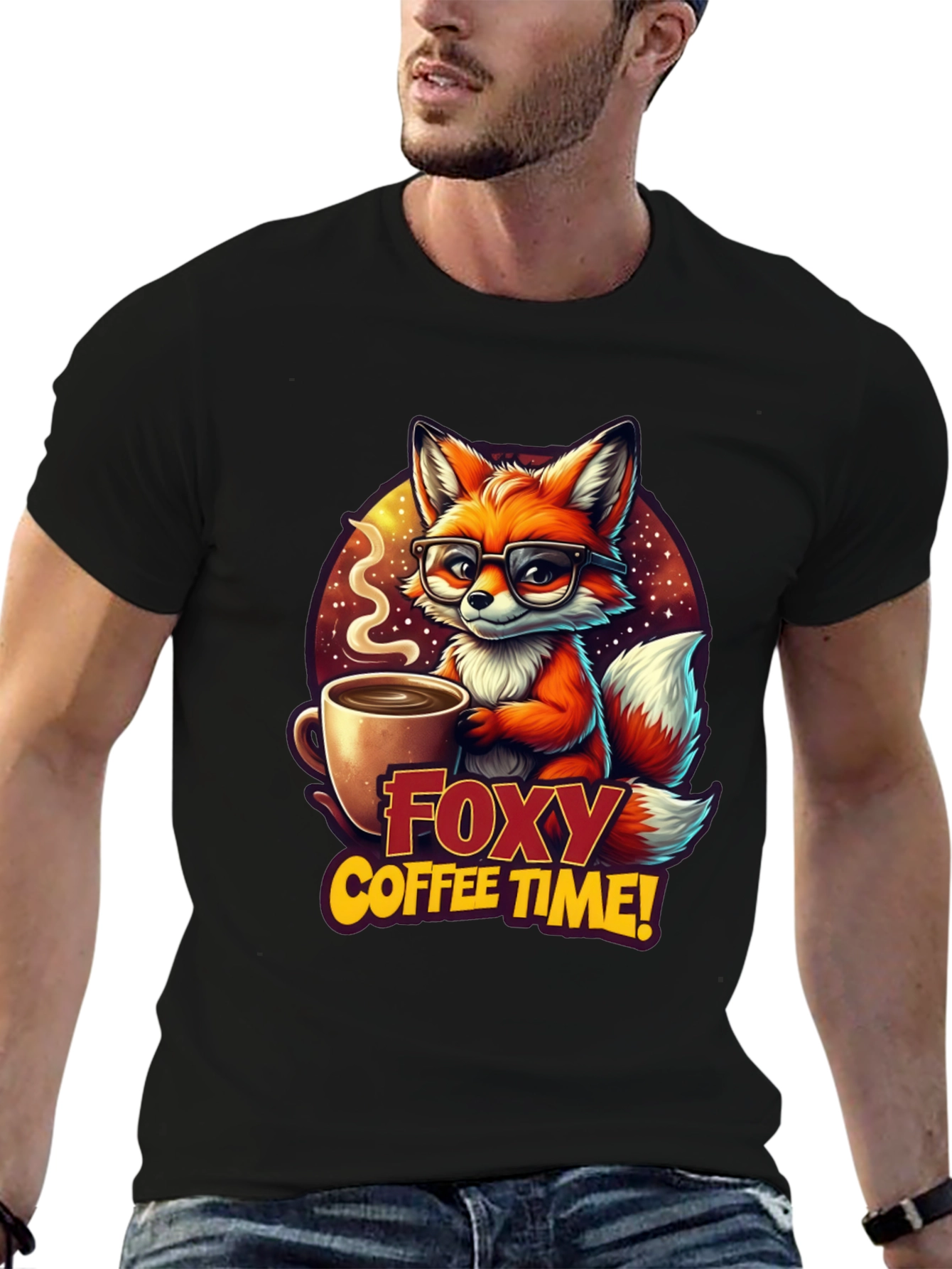 Black Foxy Coffee Time Graphic T-Shirt view 6