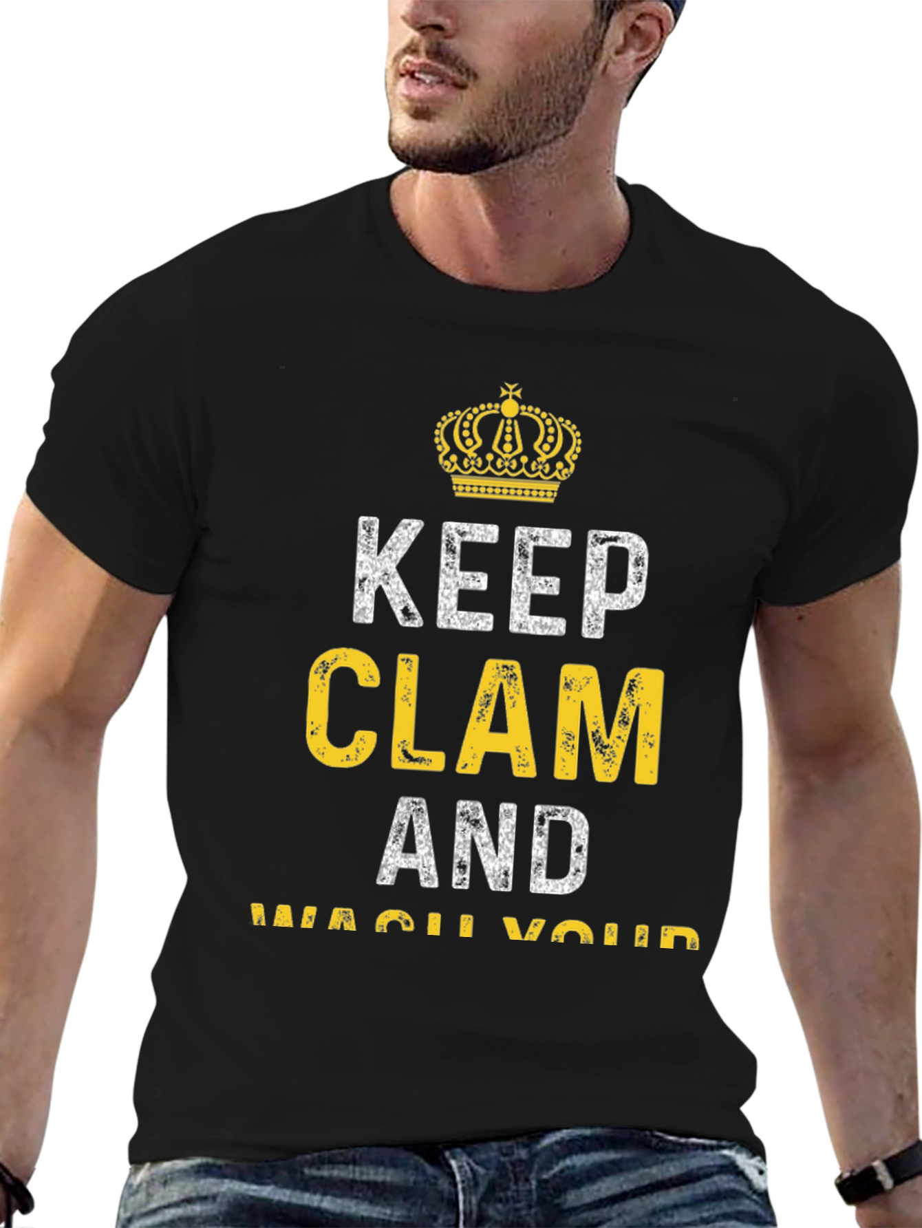 Black Keep Clam and Wash Your T-Shirt view 6