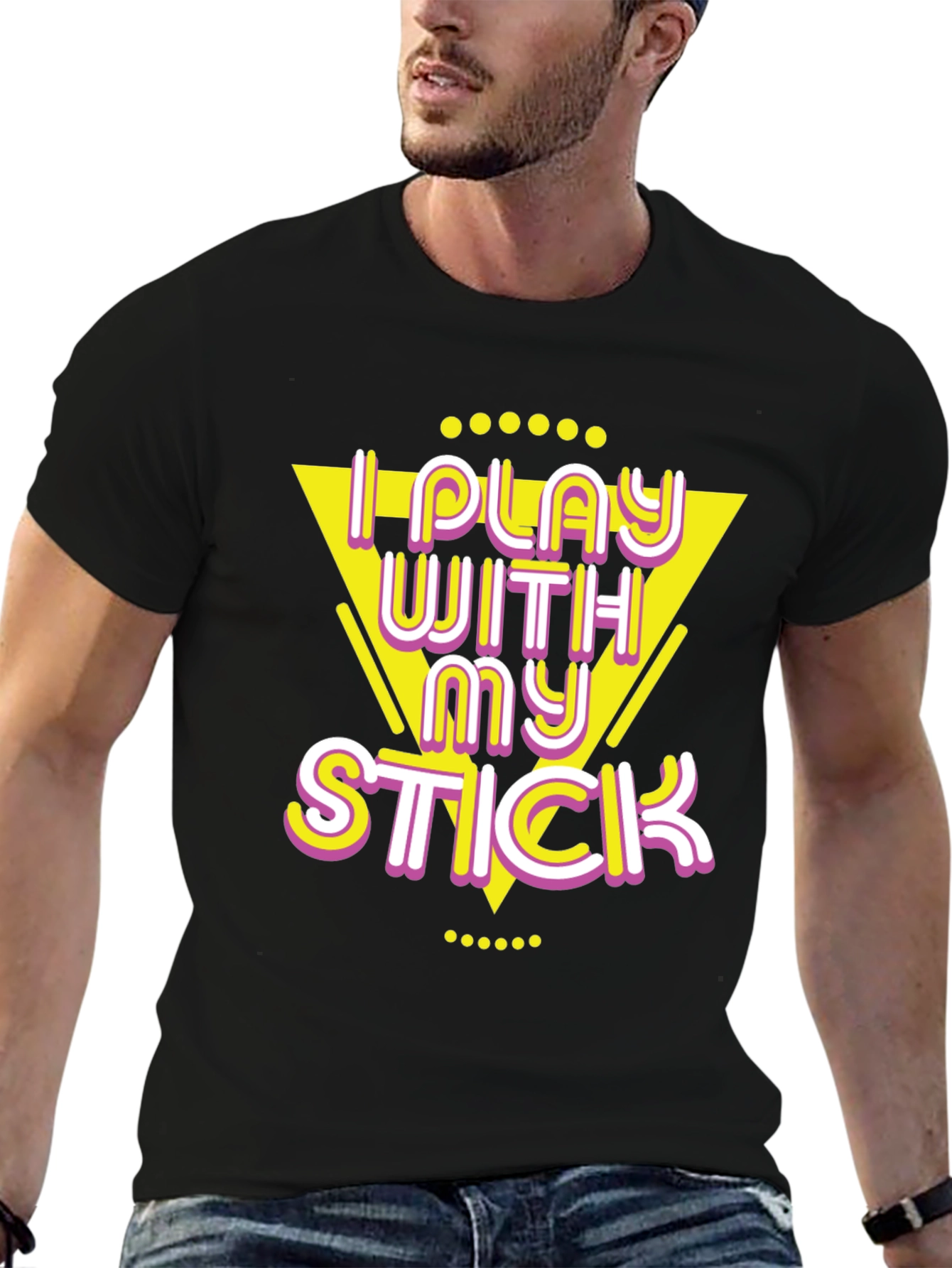 Black I Play With My Stick Graphic Tee view 6