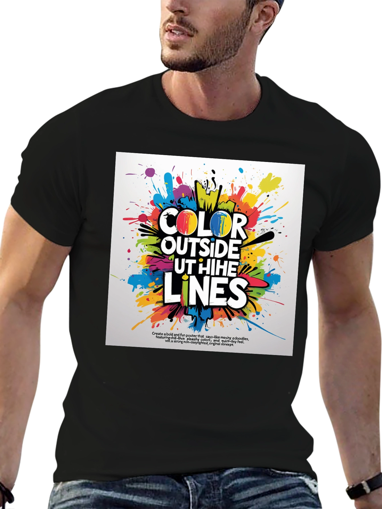Black Color Outside the Lines Graphic Tee view 6