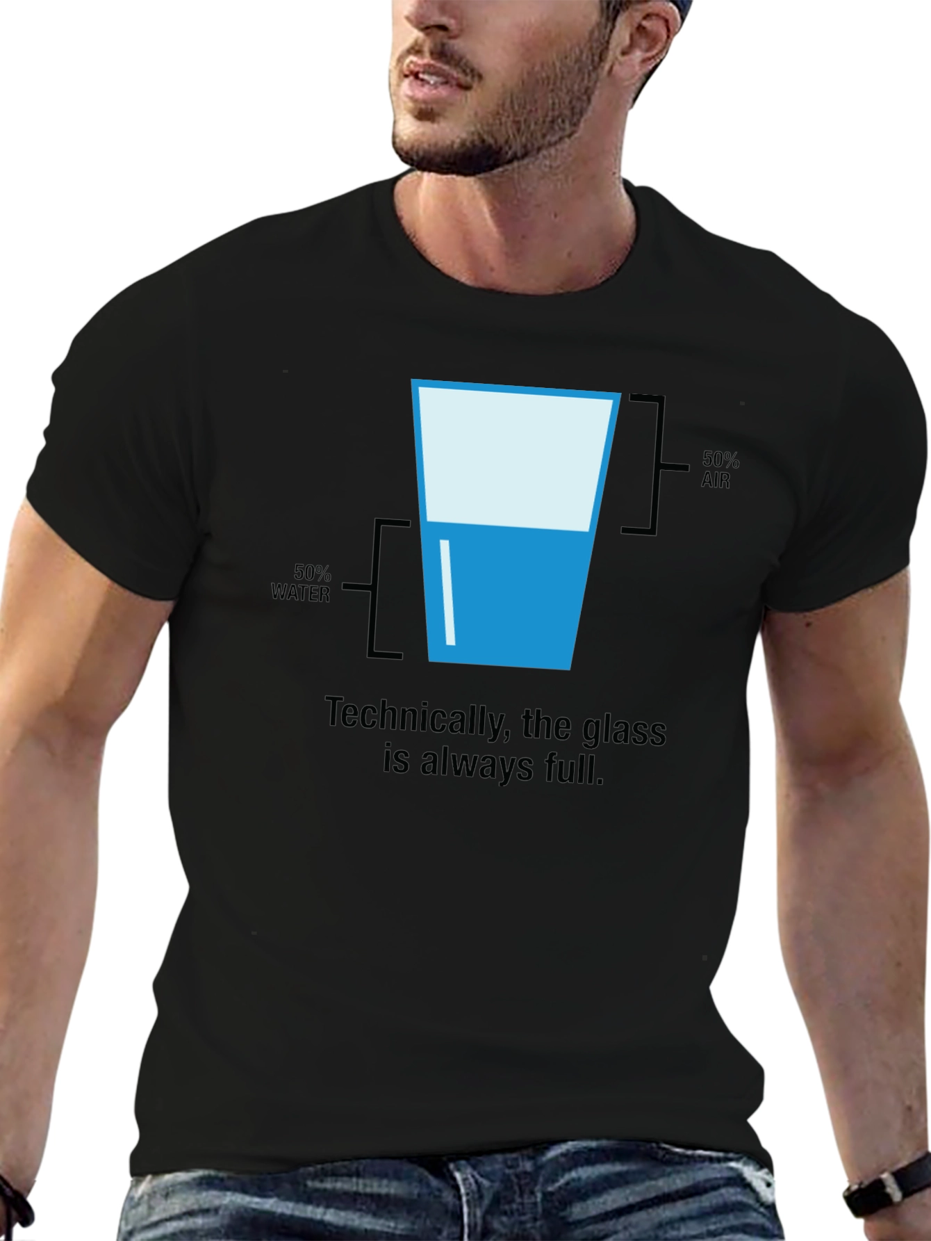Black Technically Full Glass T-Shirt - Half Water Half Air view 6