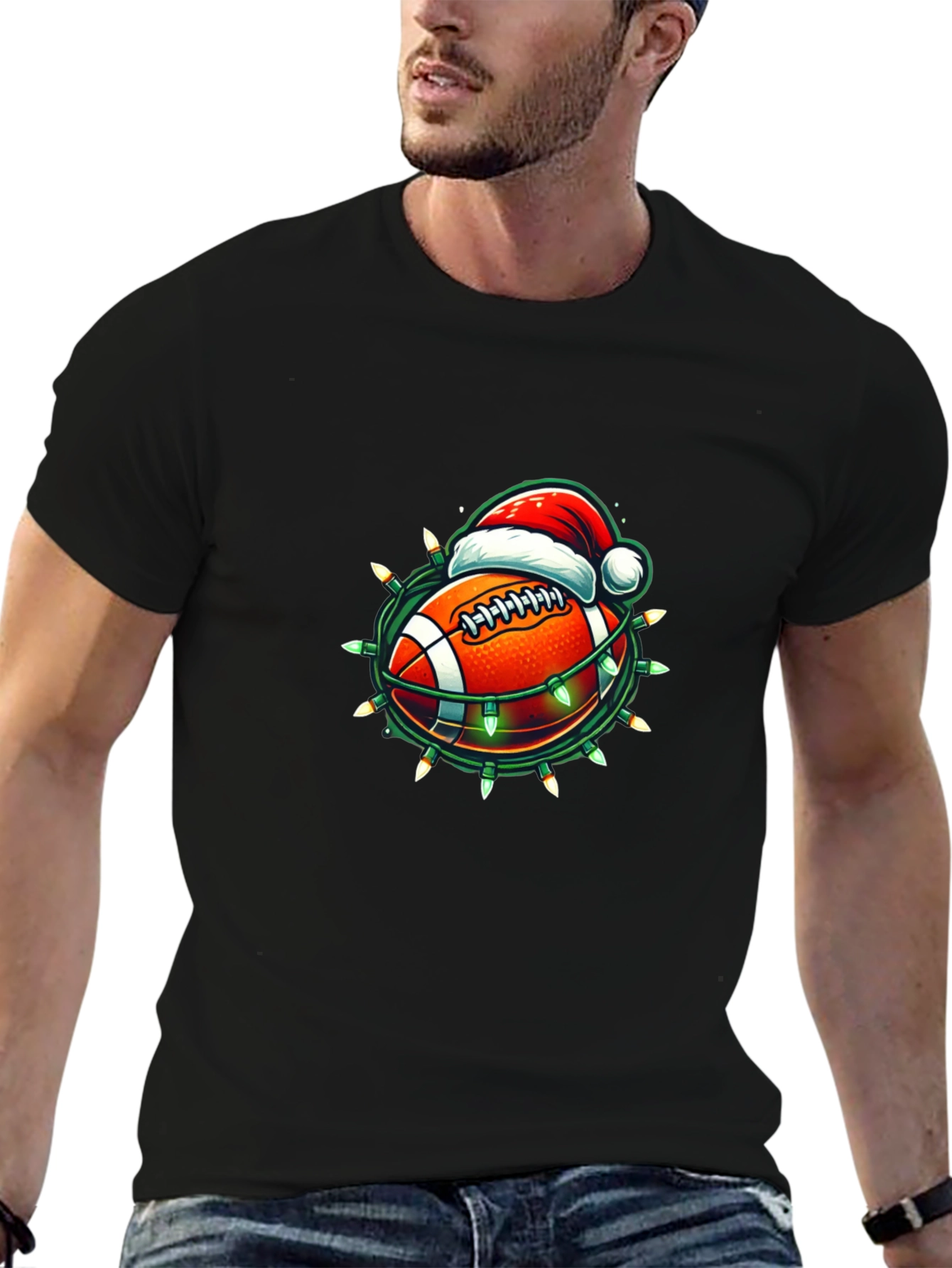 Black Festive Football T-Shirt view 6