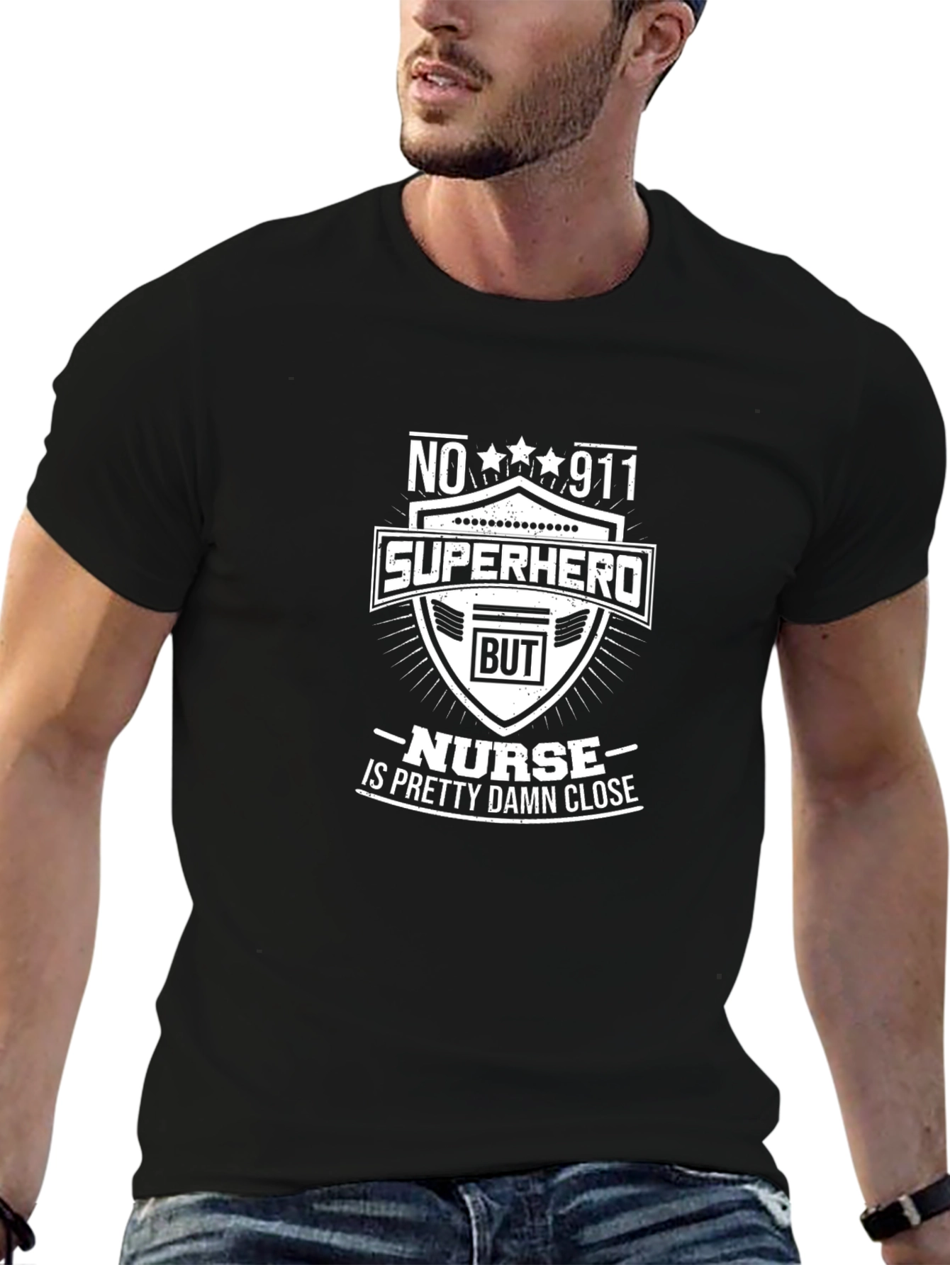 Black Nurse Superhero T-Shirt - Medical Hero Tee view 6