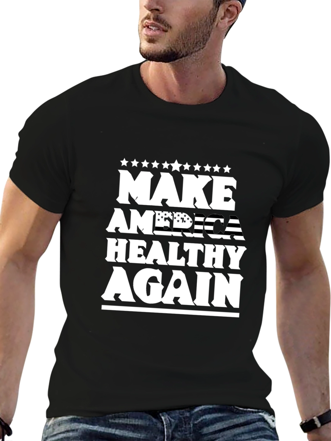 Black Make America Healthy Again Graphic Tee view 6