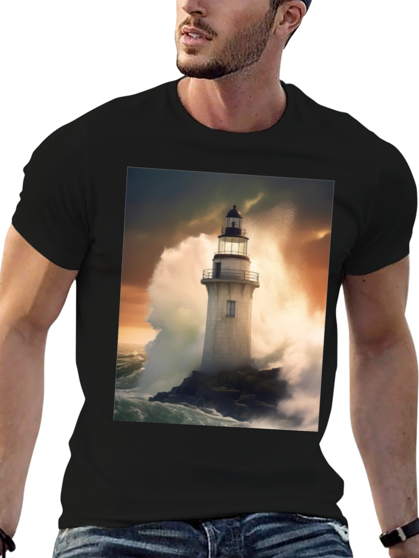 Lighthouse Storm Tee - Coastal Graphic T-Shirt - 6