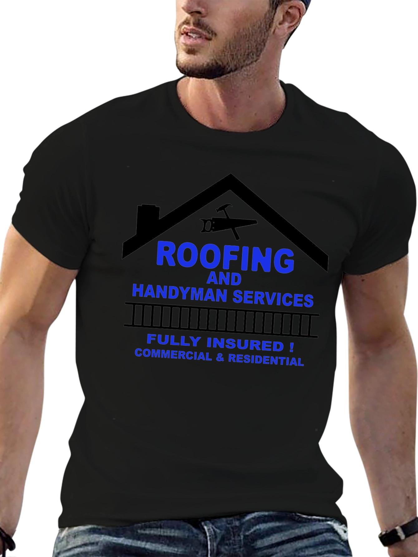 Black Roofing & Handyman Services T-Shirt view 6