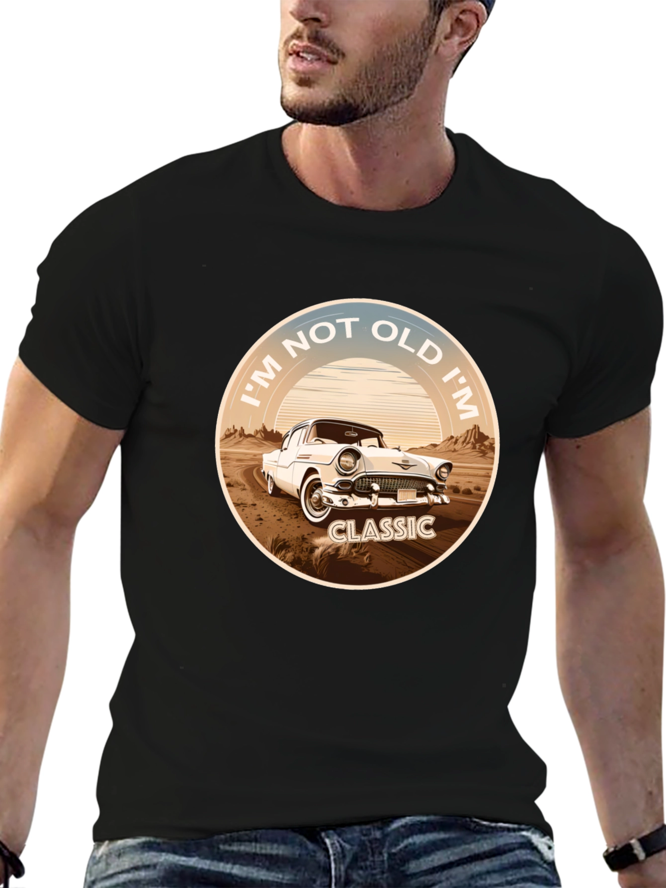 Black Classic Car Graphic T-Shirt - I'm Not Old, I'm Classic view 6