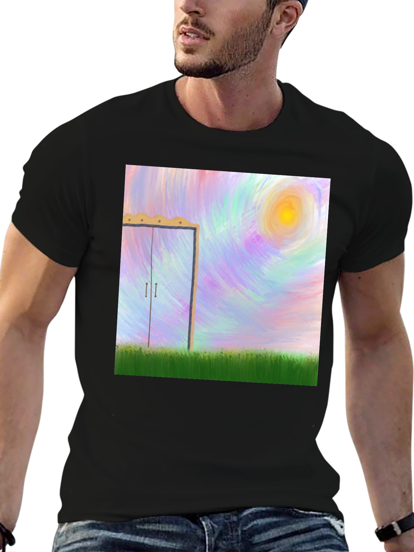 Black Colorful Painted Door Graphic Tee view 6