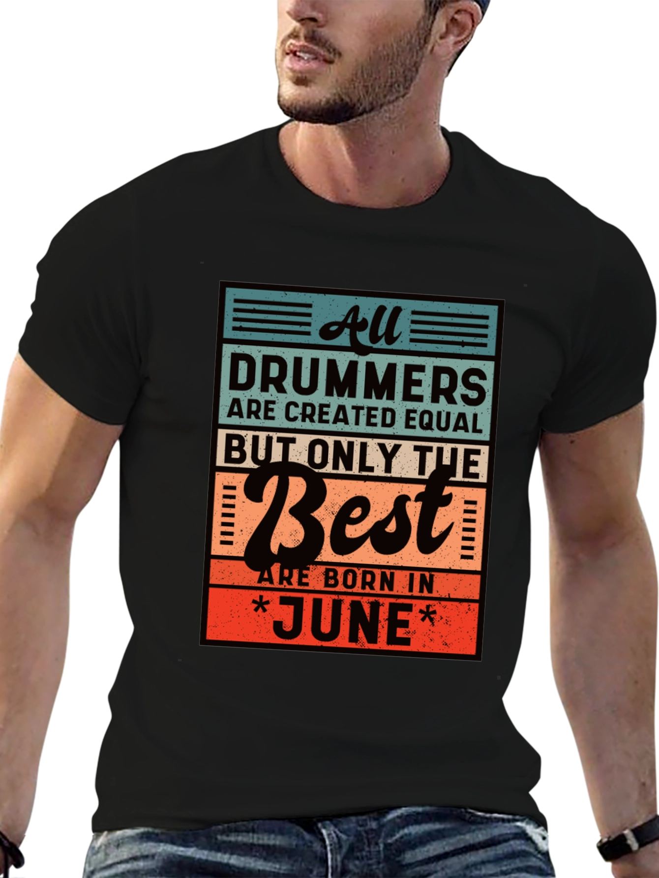 Black Drummers Born in June T-Shirt view 6