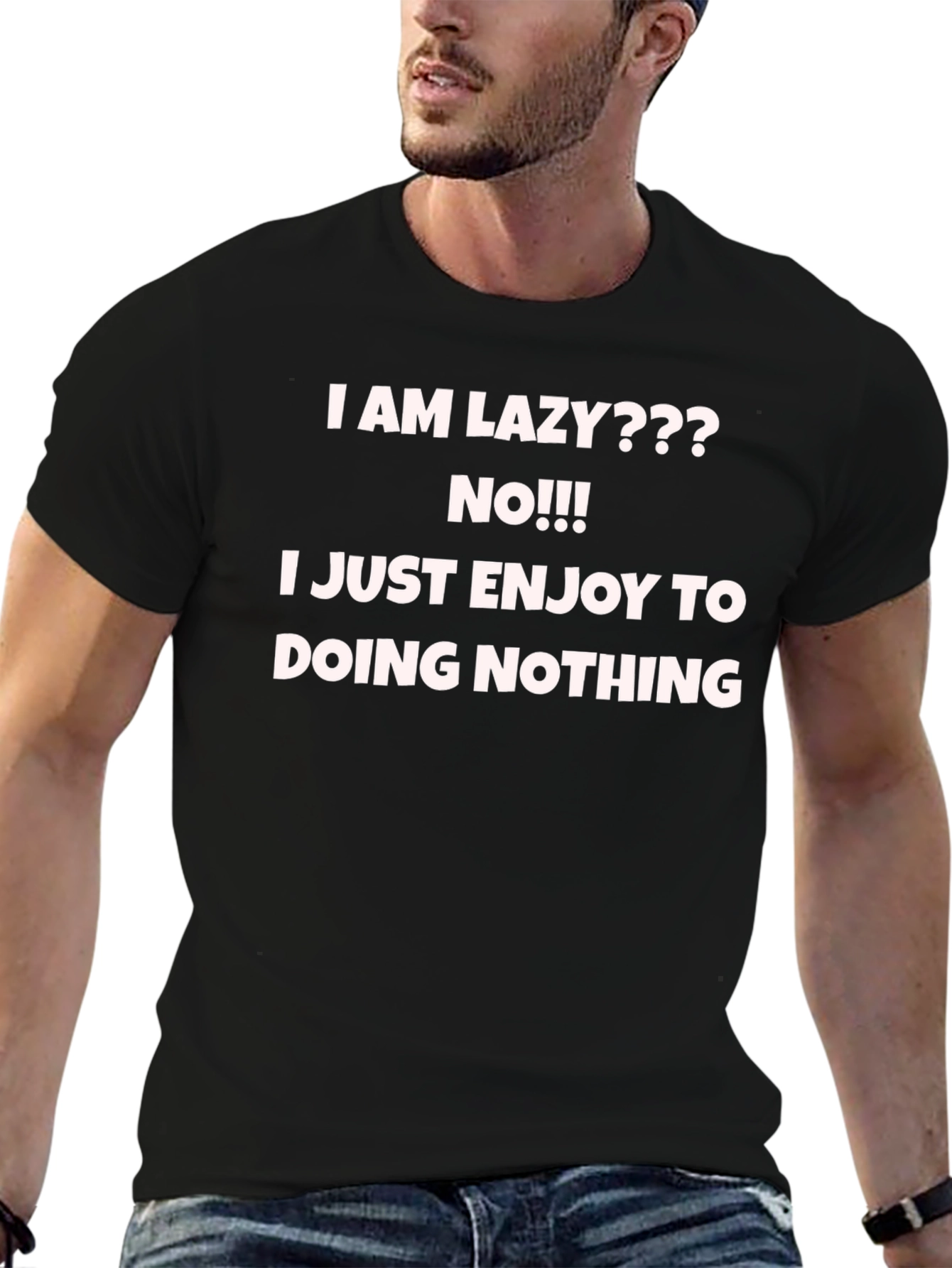 Black Funny Slogan Graphic Tee - Lazy Enjoyment view 6