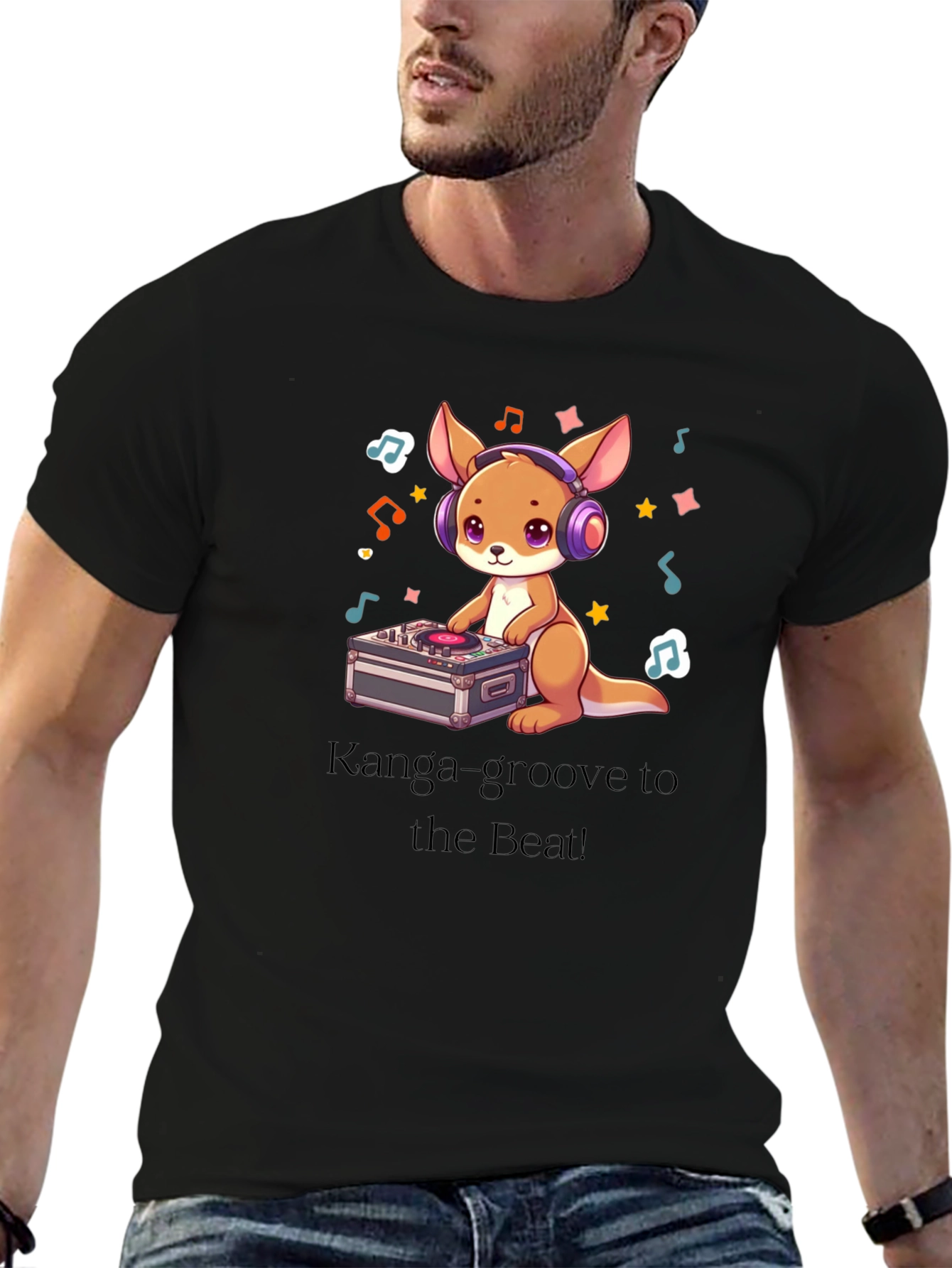 Black DJ Kangaroo T-Shirt - Groove to the Beat! view 6