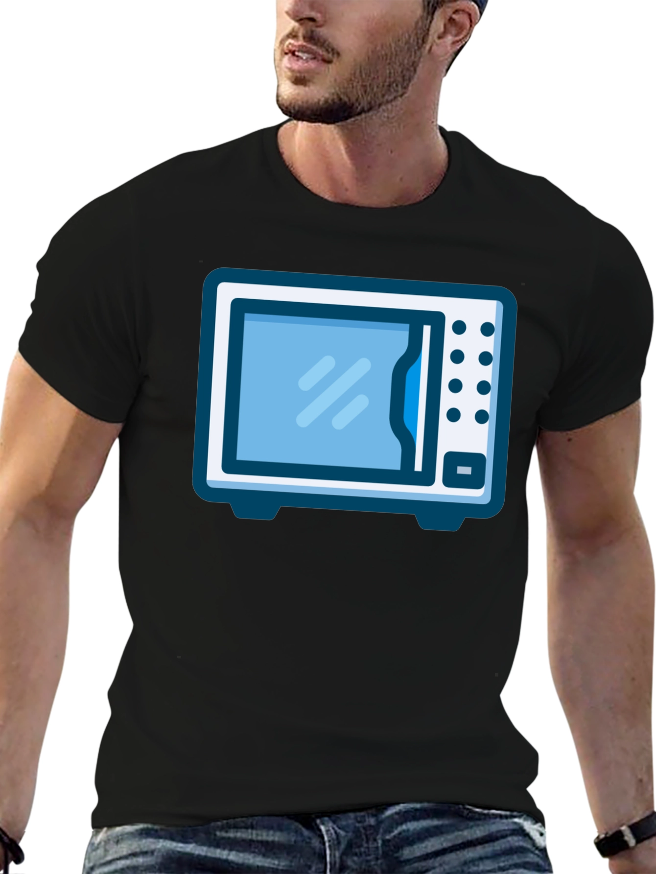 Black Microwave T-Shirt - Quirky Graphic Tee view 6