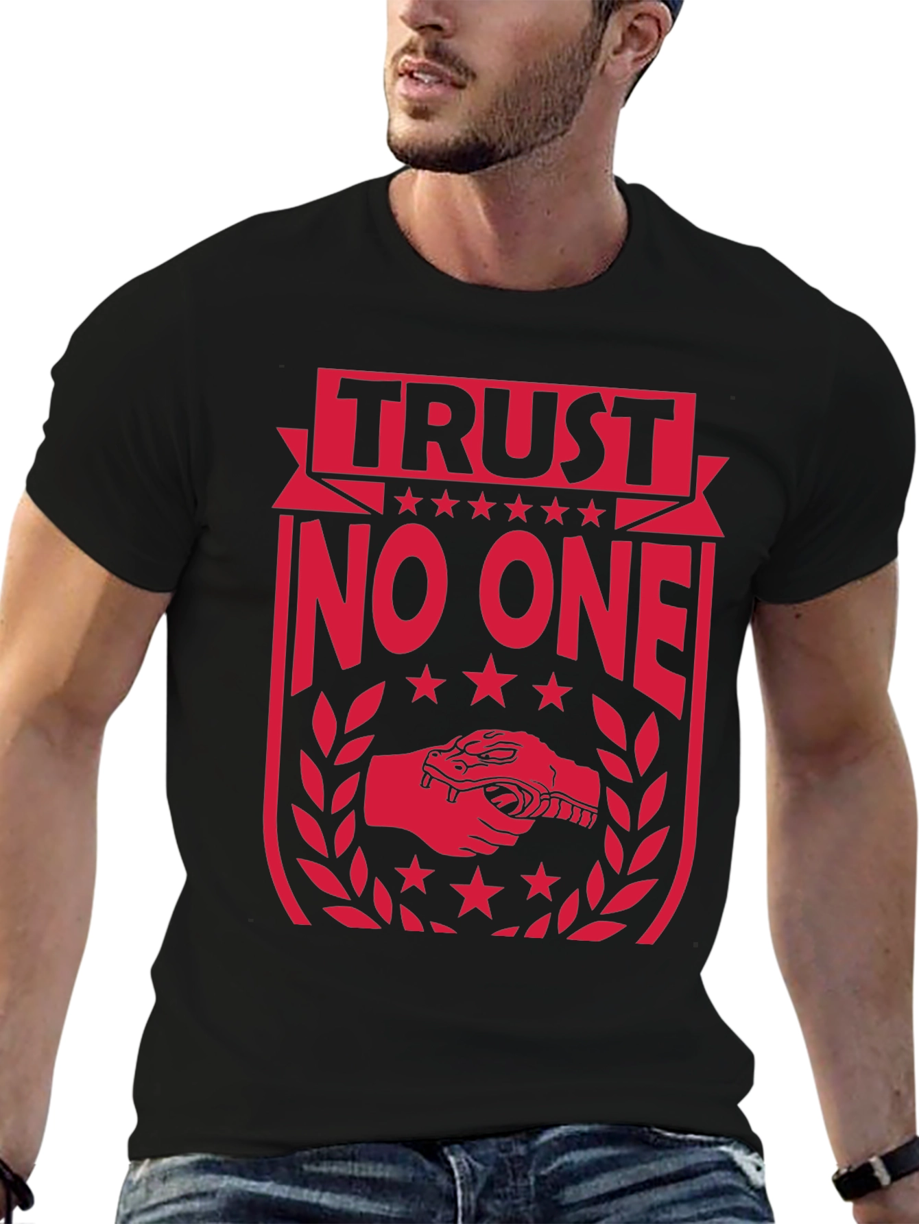Black Trust No One Graphic Tee - Black Cotton view 6