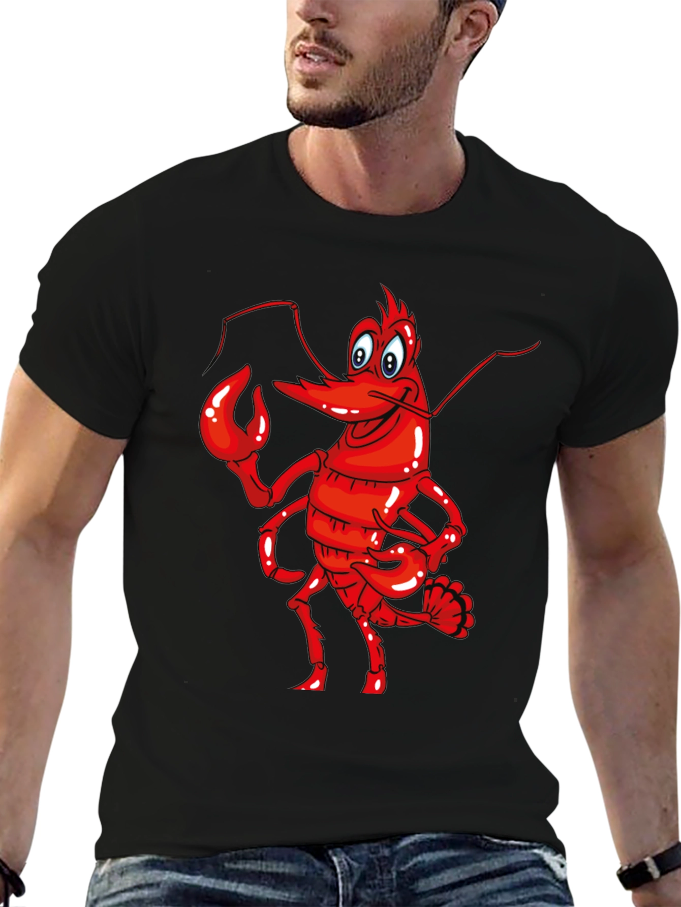 Black Funny Lobster Graphic Tee - Soft Cotton Blend Shirt view 6