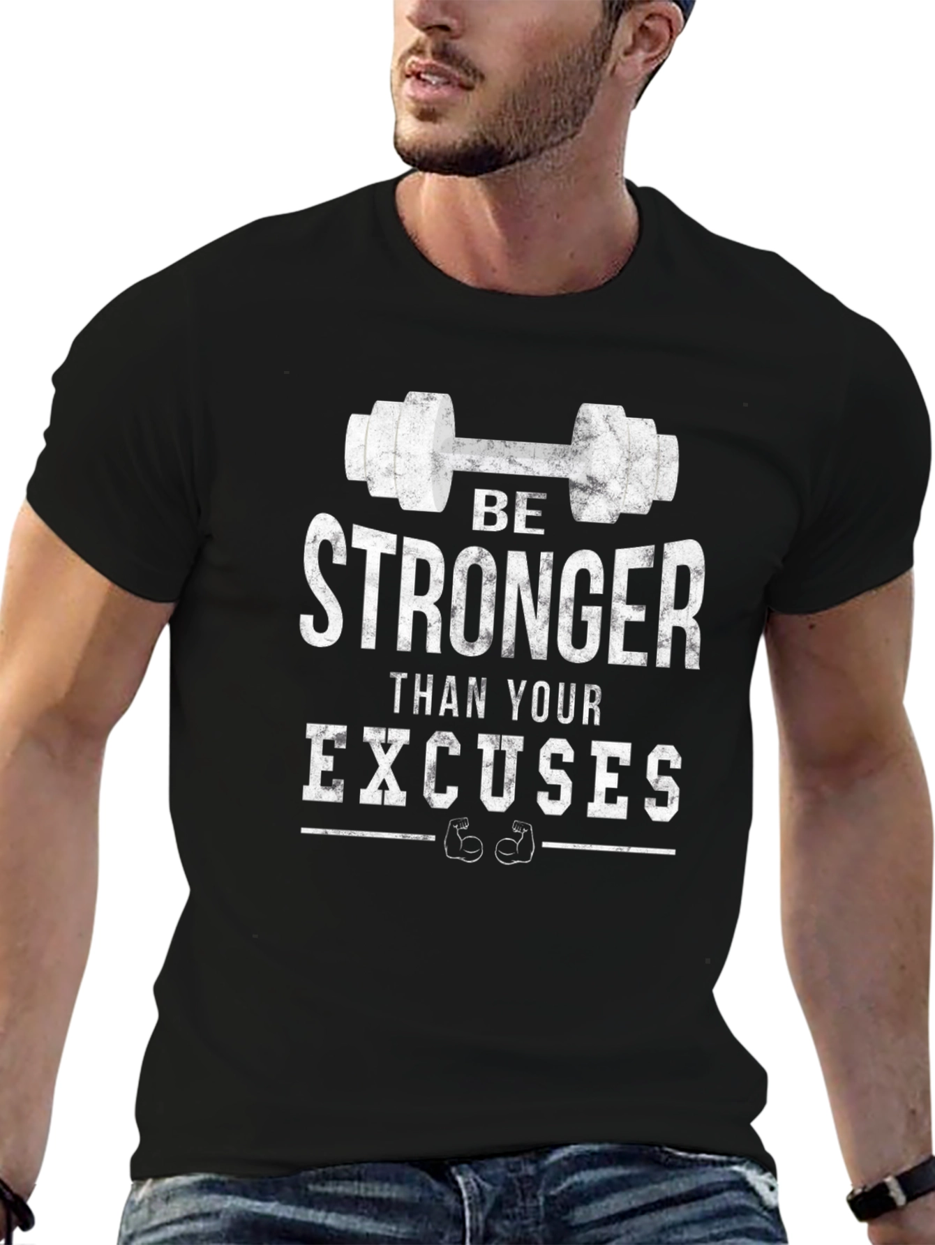 Black Be Stronger Than Your Excuses Gym T-Shirt view 6