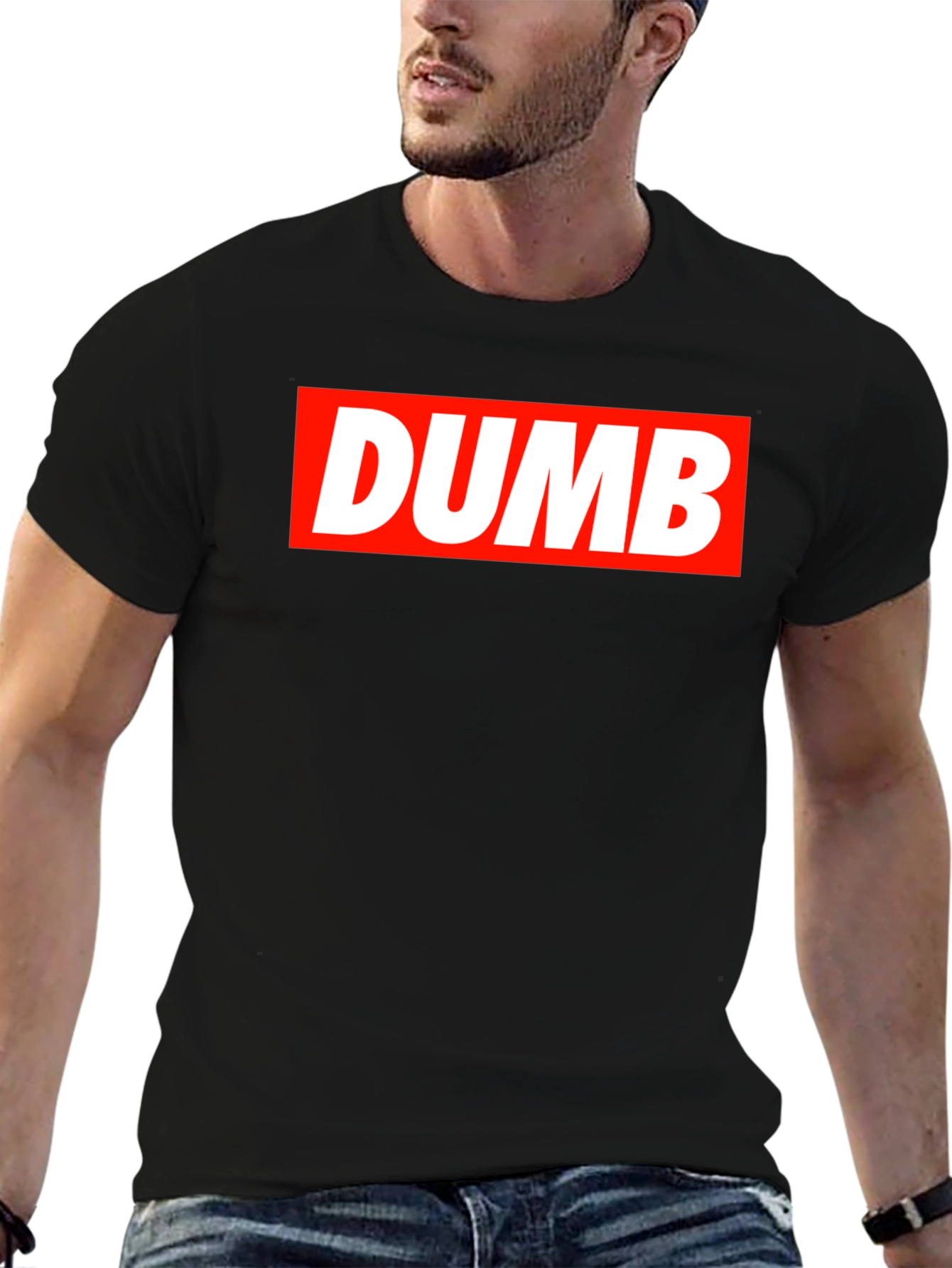 Black DUMB Graphic T-Shirt - Bold Statement Tee view 6