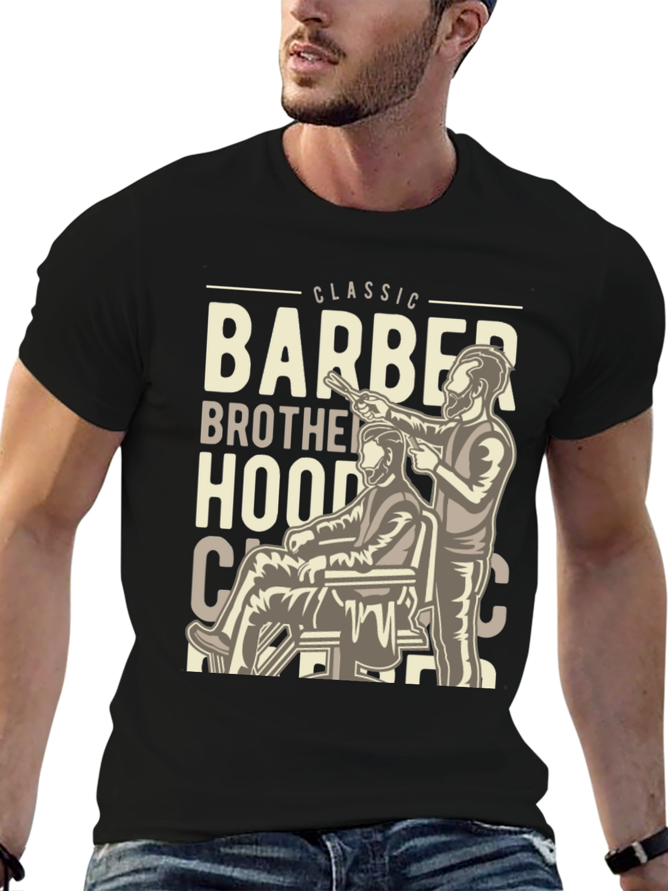 Black Classic Barber Brotherhood Tee view 6