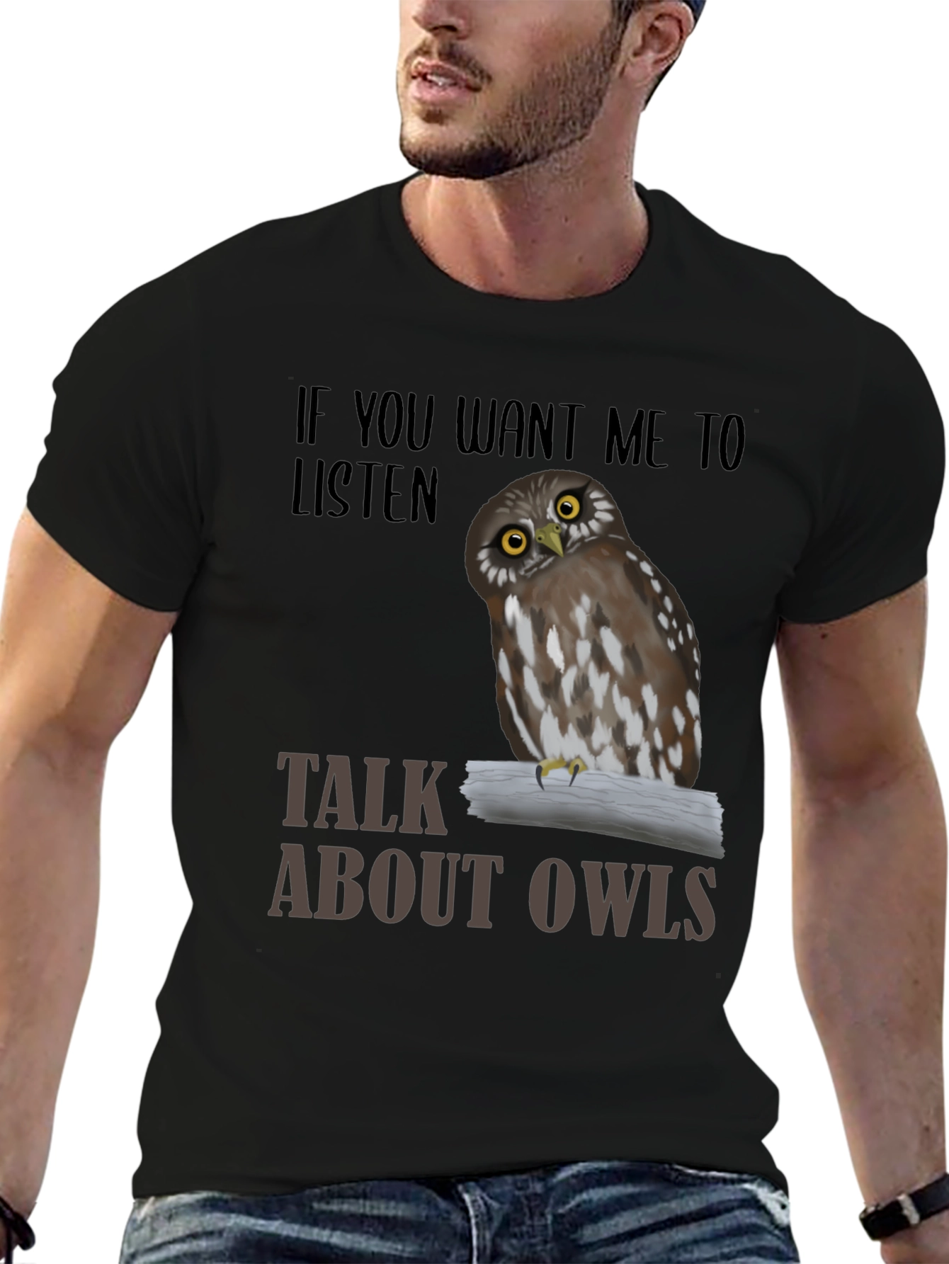 Black Talk About Owls T-Shirt, Funny Owl Lover Tee view 6