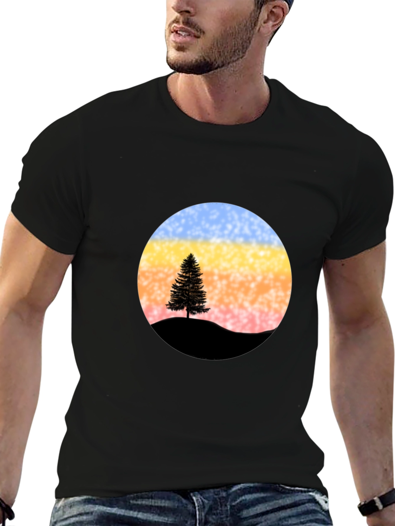 Black Sunset Tree Graphic Tee - Stylish & Unique view 6