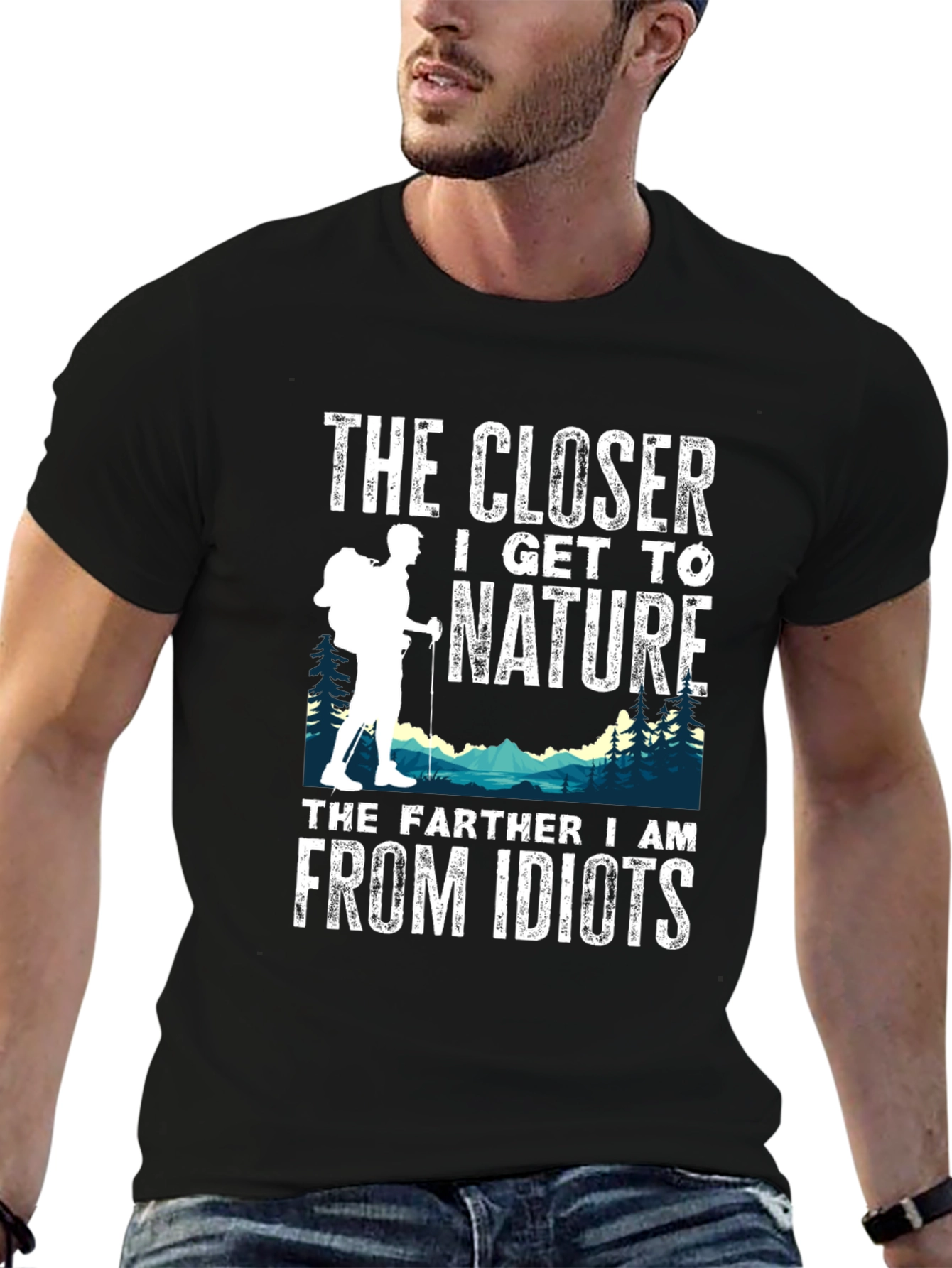 Black Nature Lover T-Shirt: The Closer I Get view 6