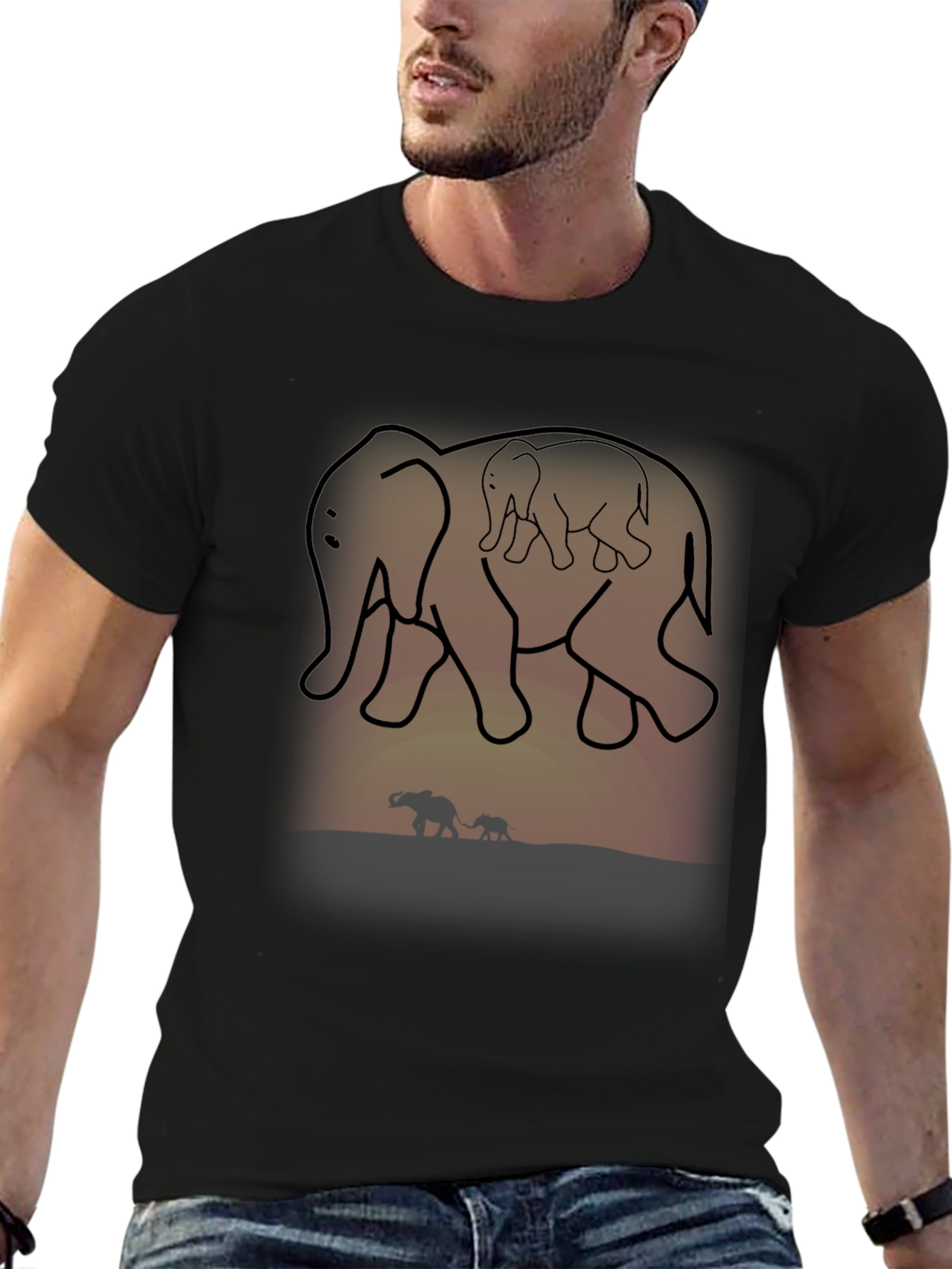 Black Elephant Family Graphic Tee view 6