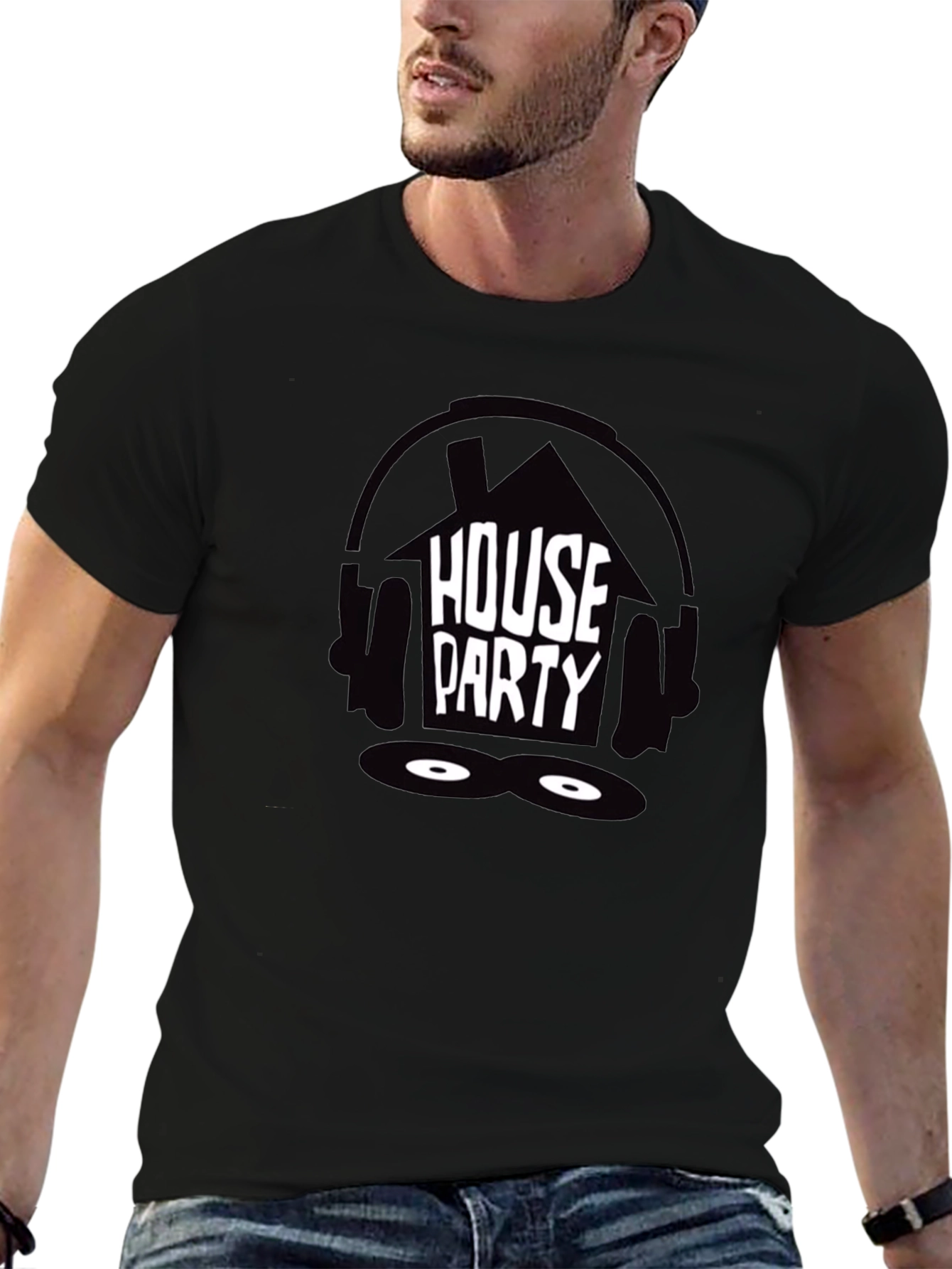 Black House Party Black Graphic Tee view 6