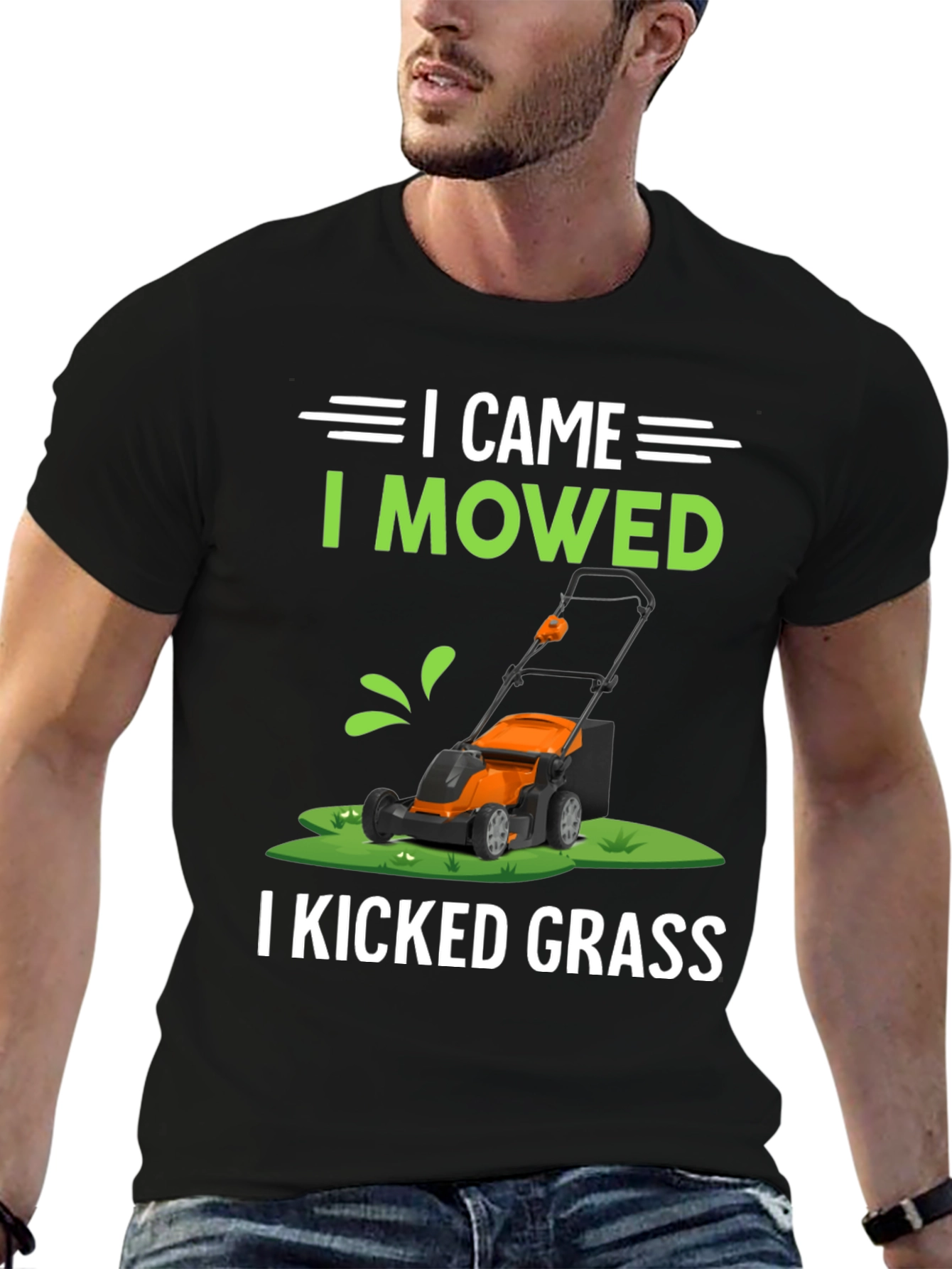 Black I Came I Mowed I Kicked Grass T-Shirt view 6