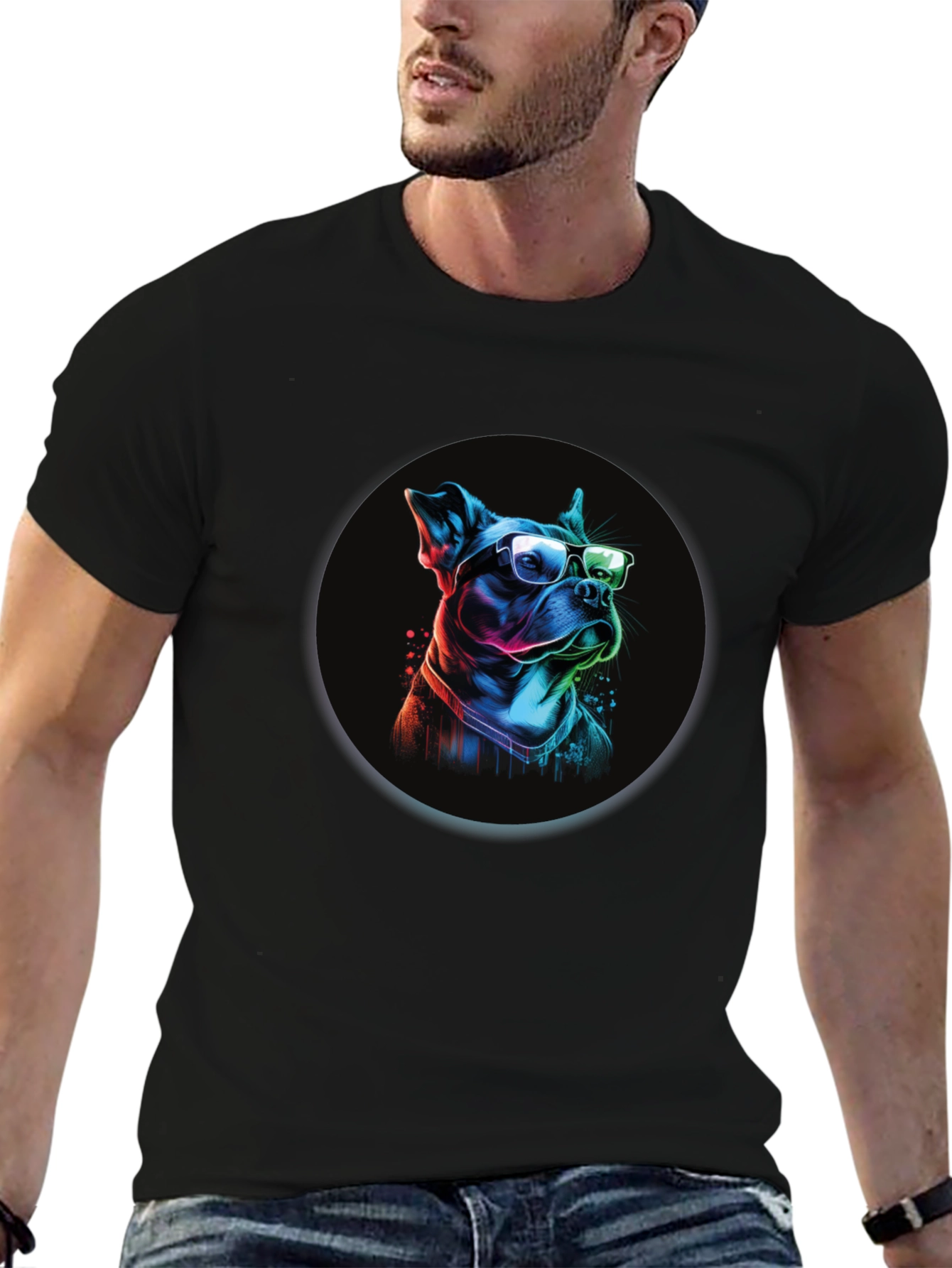 Black Dog with Glasses Graphic Tee view 6