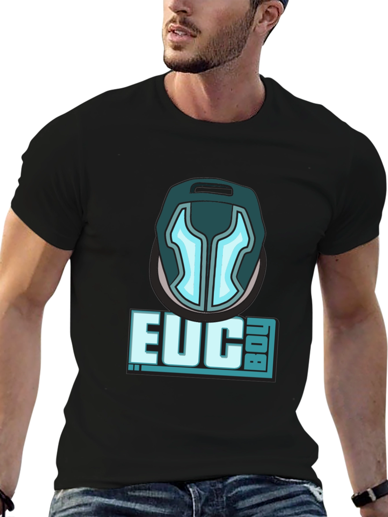 Black EUC Boy Graphic T-Shirt - Electric Unicycle Rider Tee view 6