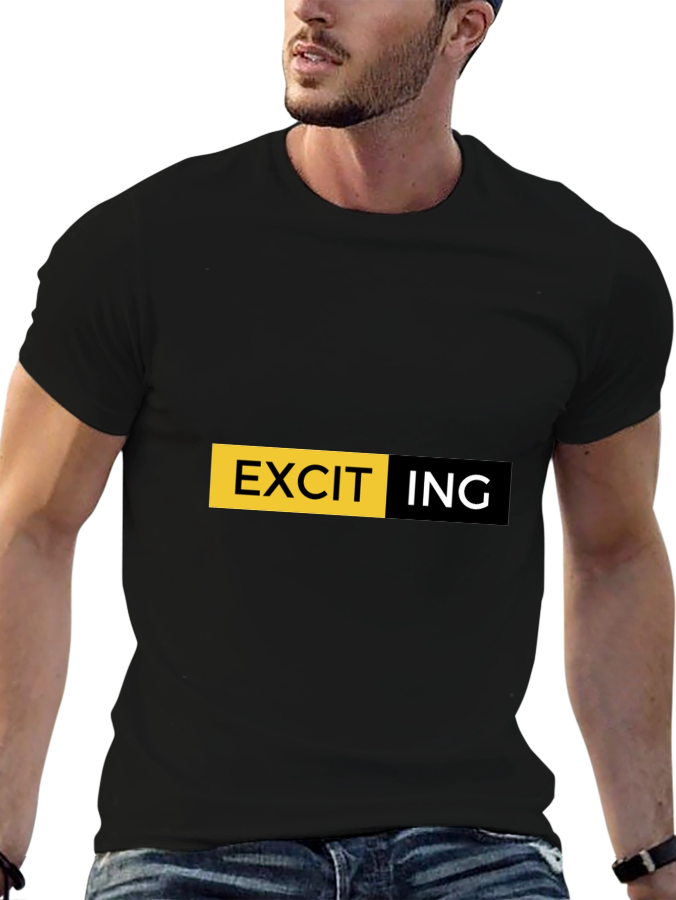 Black Exciting Graphic Print Crew Neck T-Shirt view 6