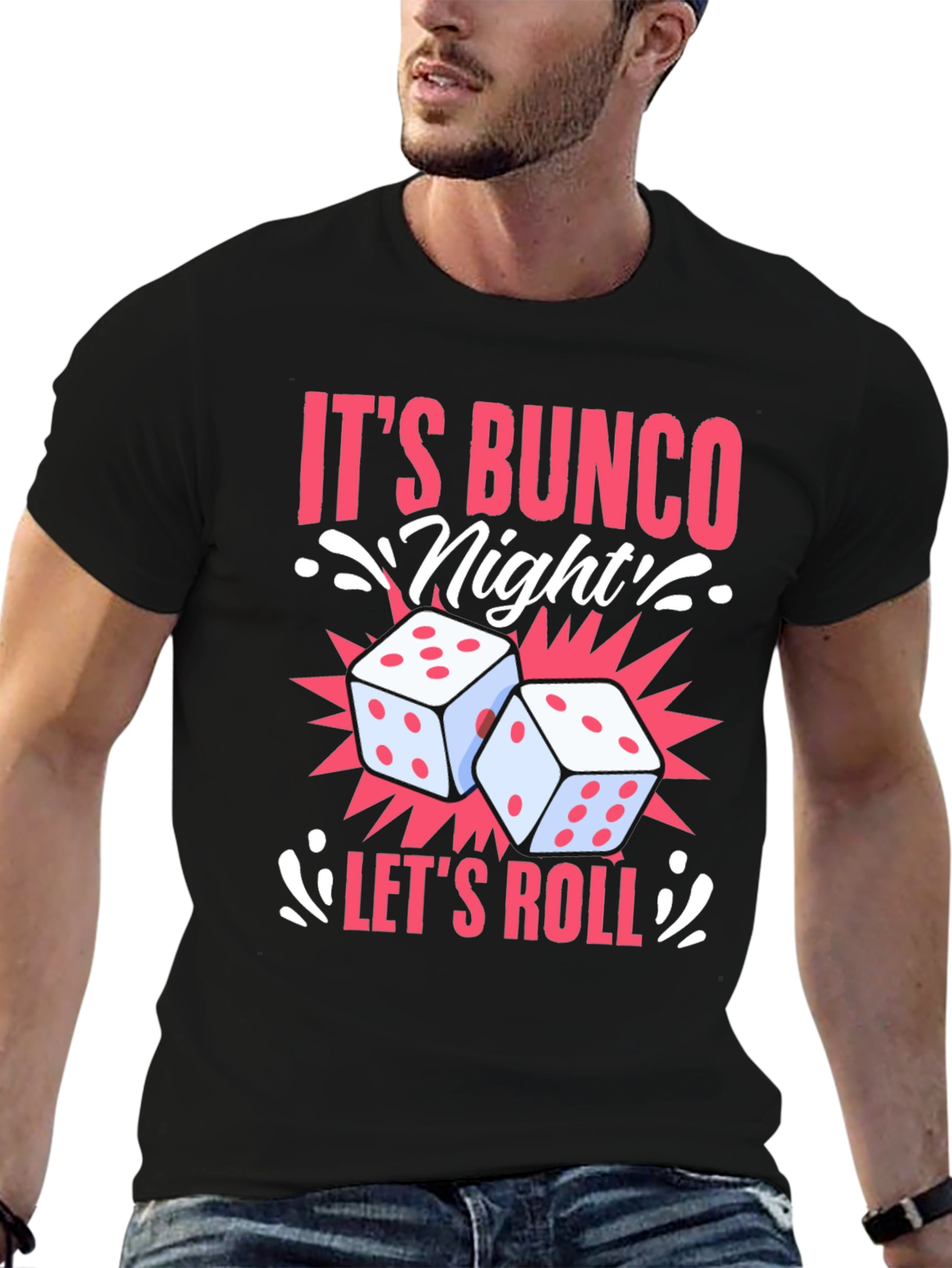 Black It's Bunco Night! Dice Graphic Tee view 6