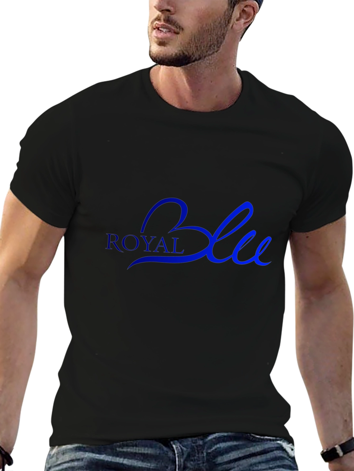 Black Royal Blue Graphic Tee - Stylish Men's T-Shirt view 6