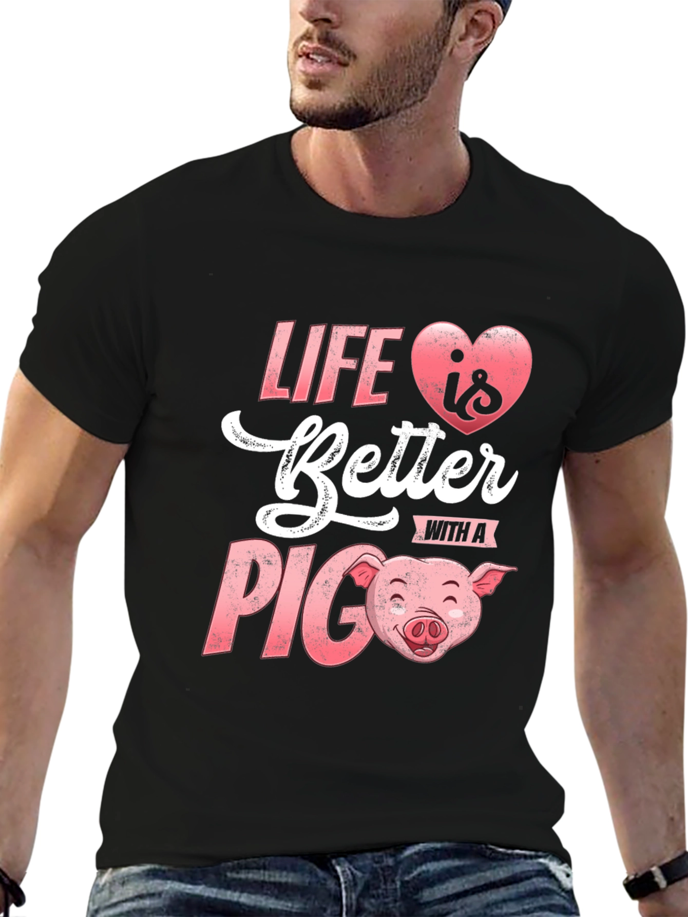 Black Life Is Better With A Pig Graphic T-Shirt view 6