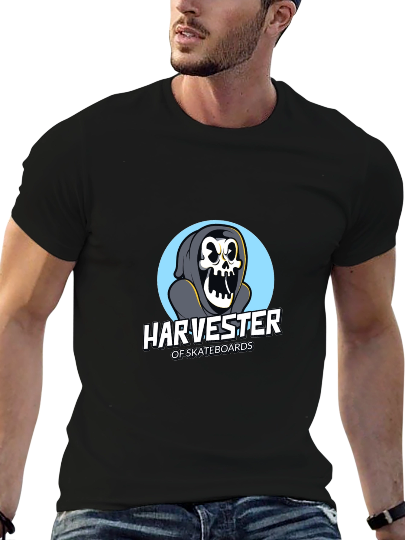 Black Harvester of Skateboards Graphic Tee view 6