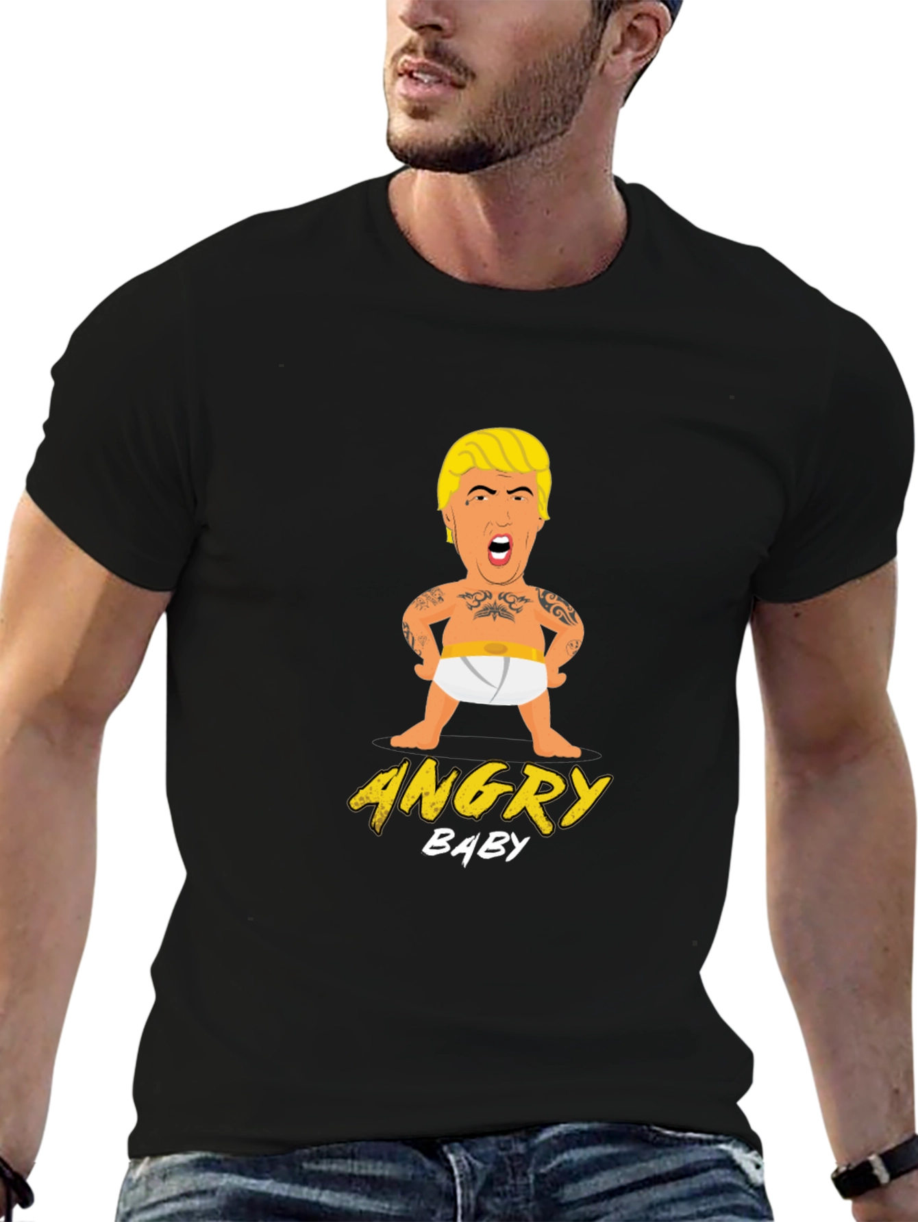 Black Angry Baby T-Shirt - Political Humor Tee view 6