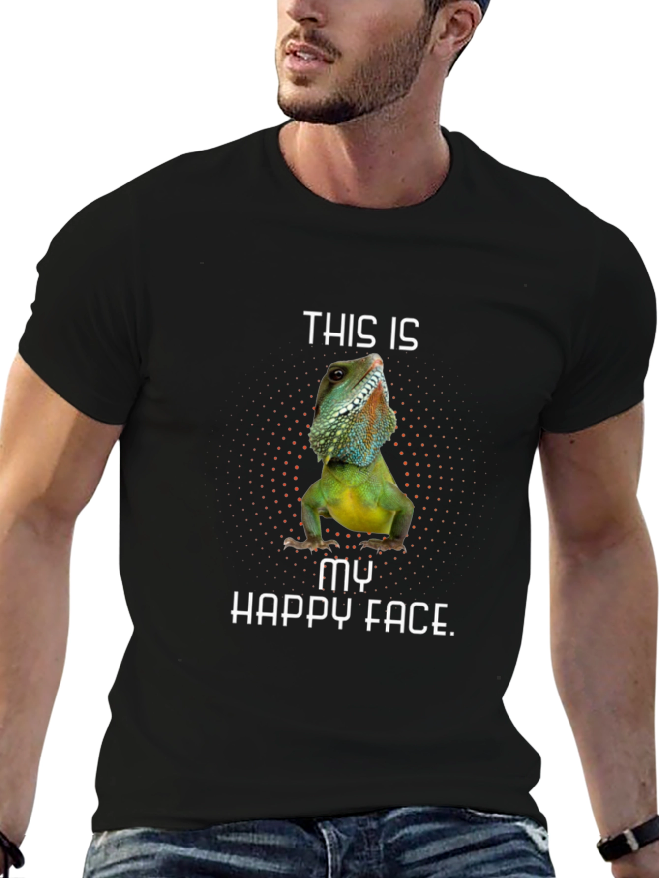 Black Lizard Happy Face Graphic Tee view 6