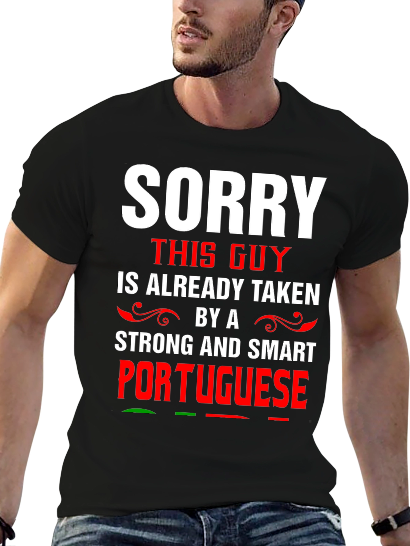Black Sorry Taken Portuguese T-Shirt view 6