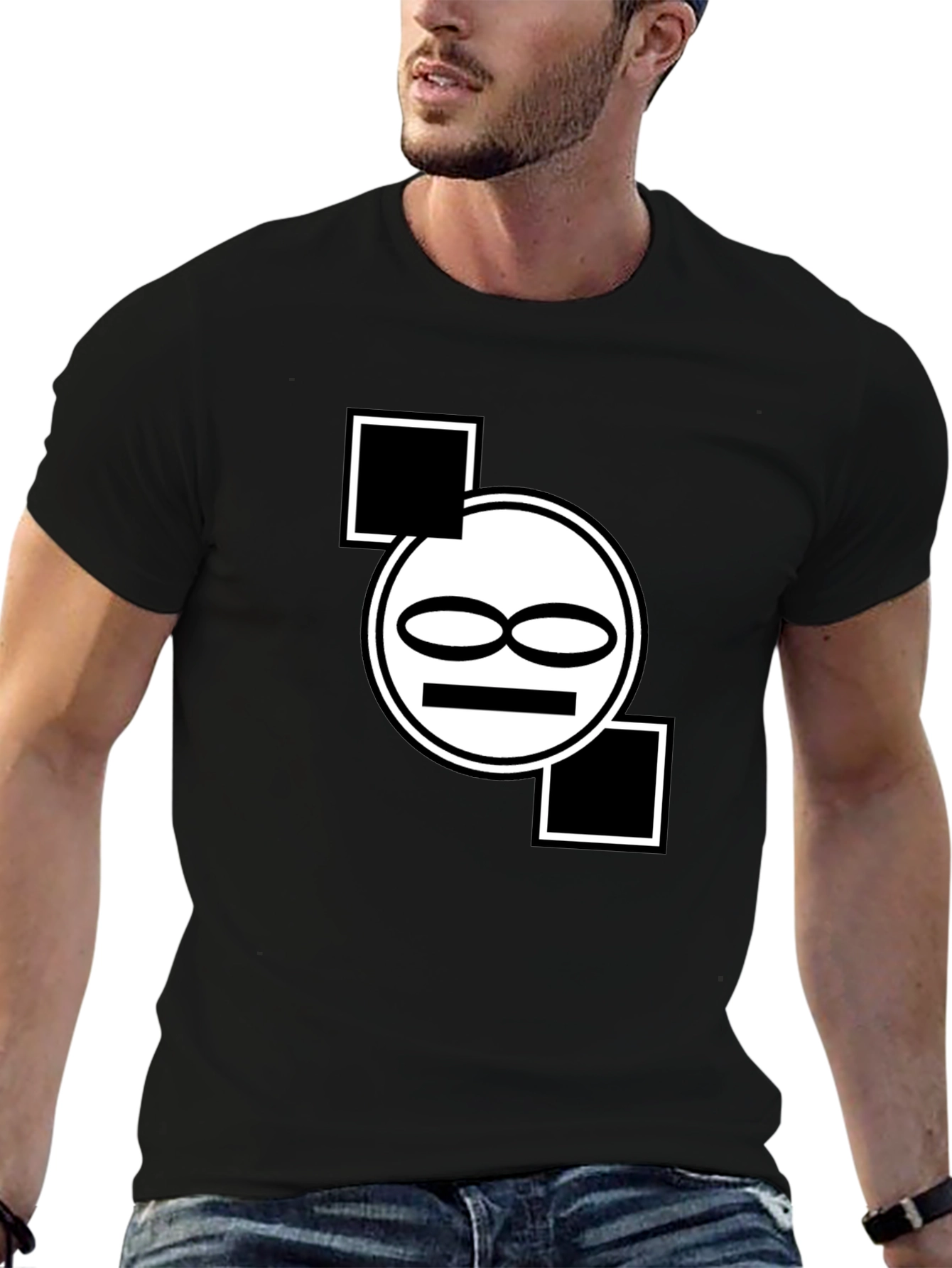 Black Abstract Graphic Print Black T-Shirt view 6