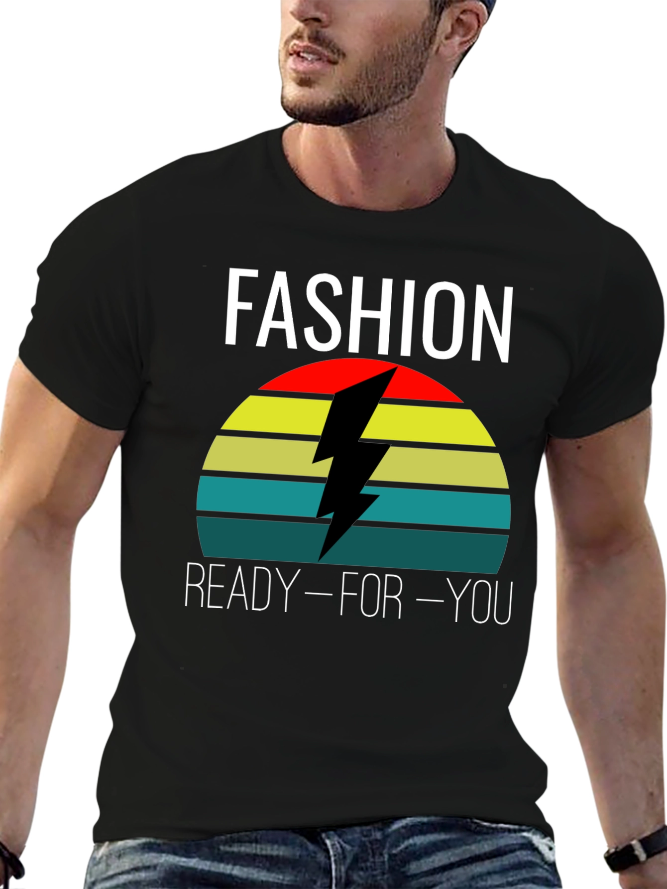 Black Fashion Ready-For-You Retro Style Black T-Shirt view 6