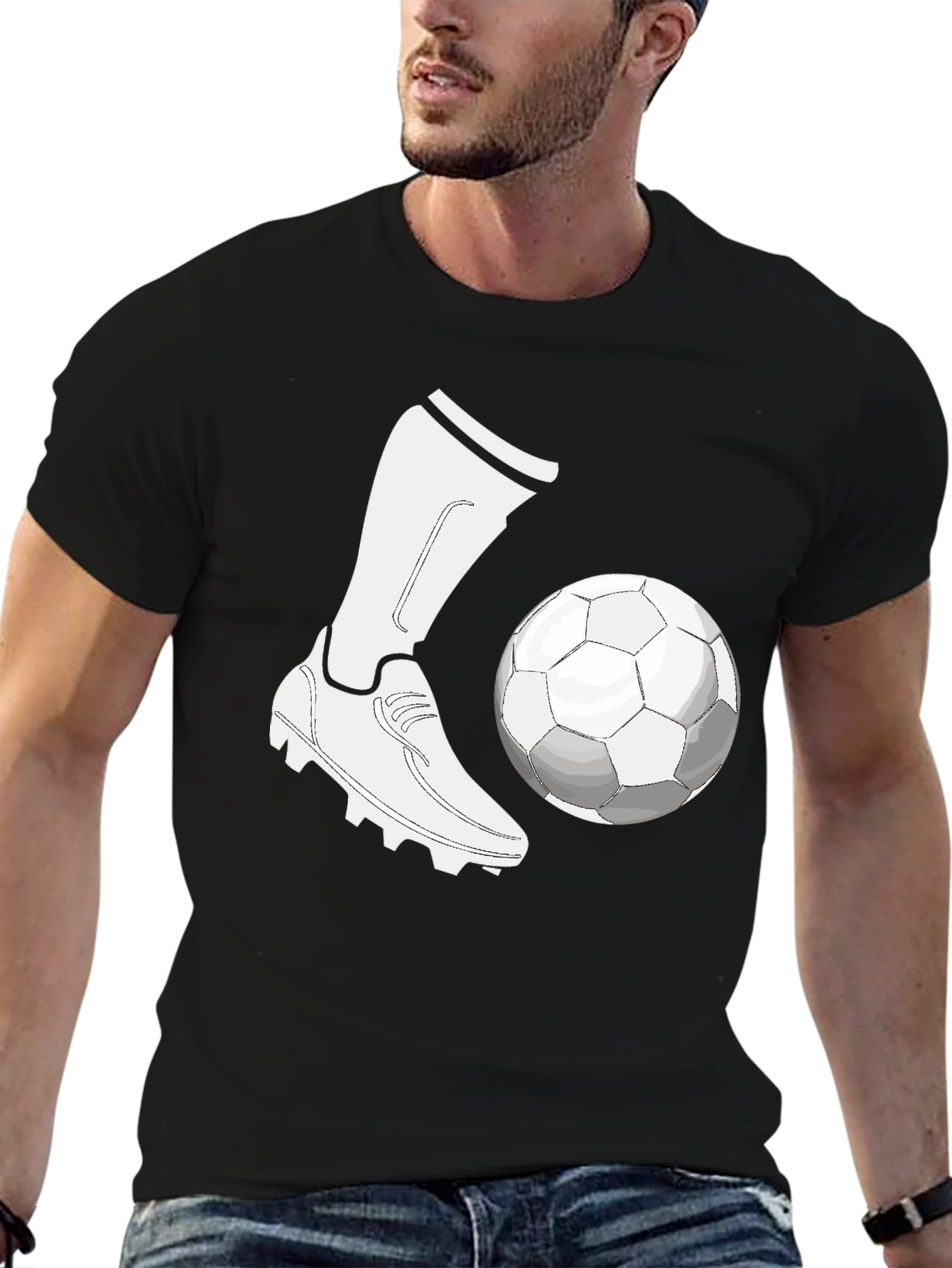 Black Soccer Kick T-Shirt: Sporty Style view 6
