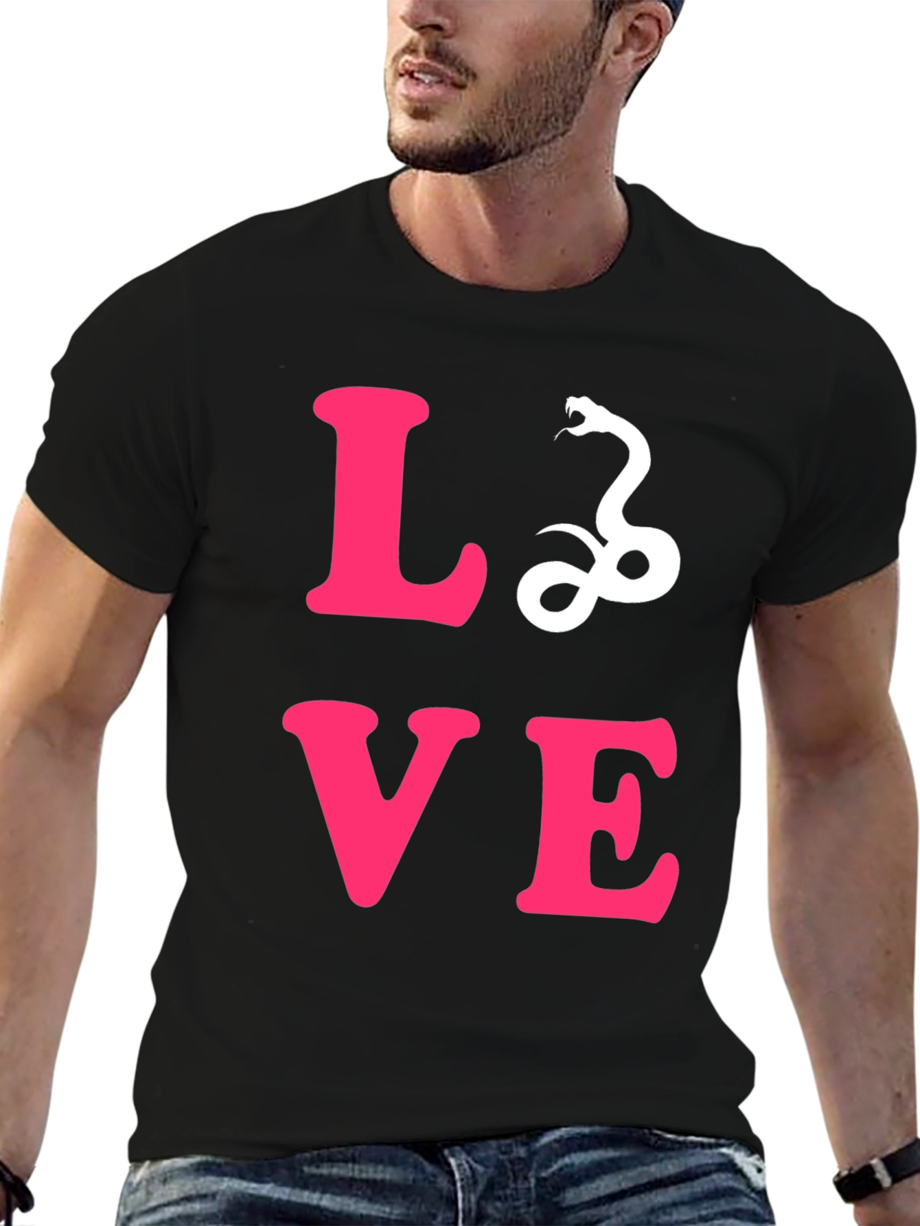 Black Love Snake Graphic Tee - Stylish Unisex T-Shirt view 6