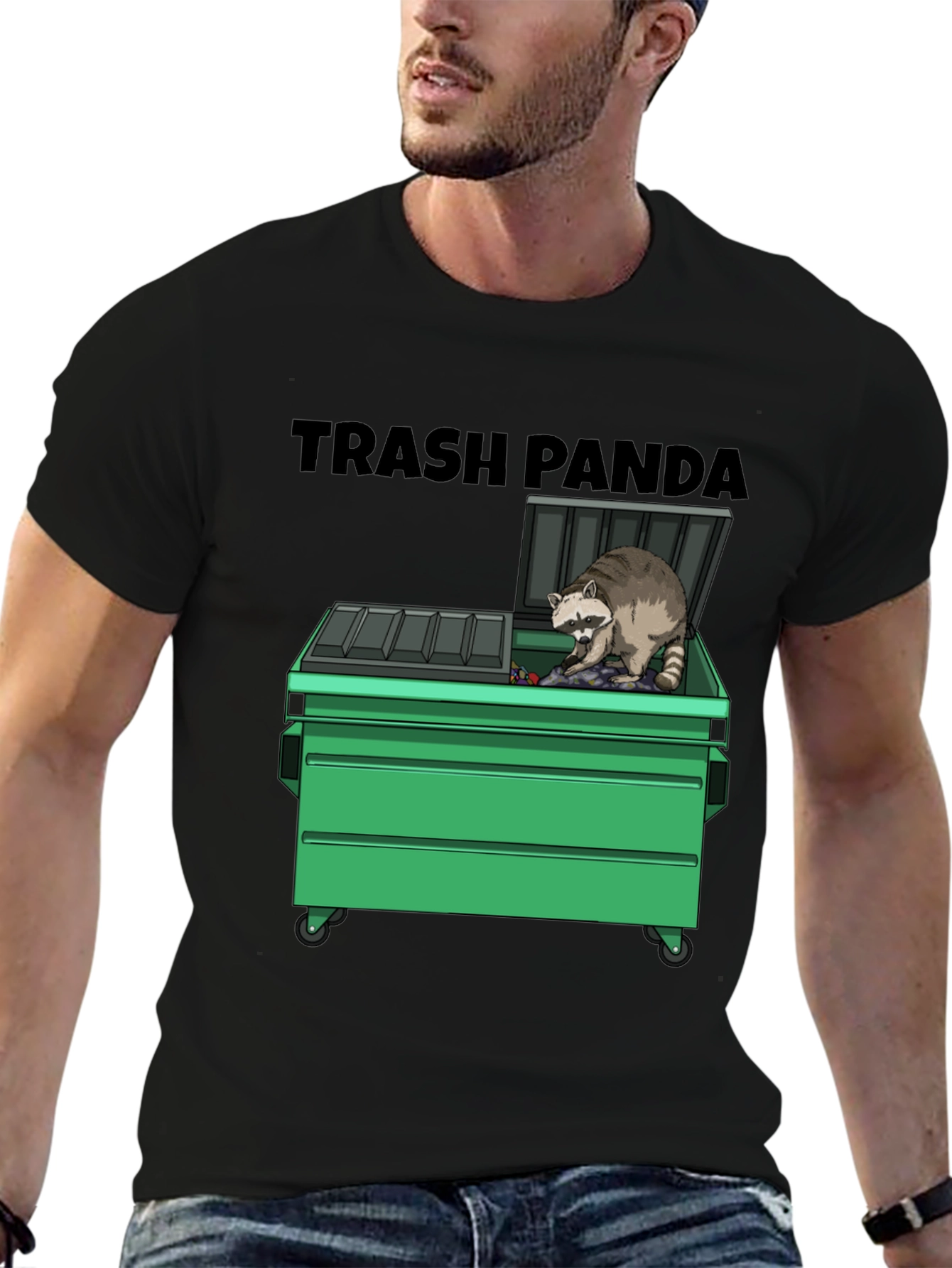 Black Trash Panda Graphic T-Shirt - Funny Raccoon Tee view 6