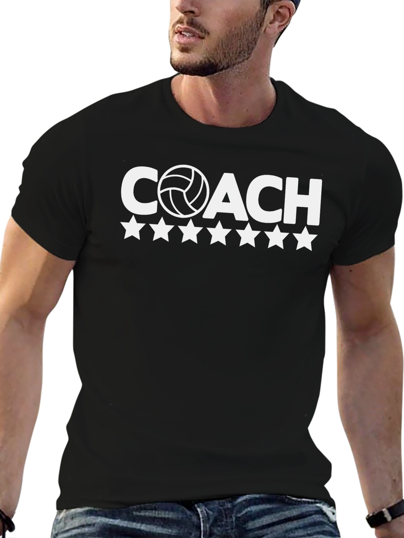 Black Volleyball Coach T-Shirt - Premium Soft Cotton view 6