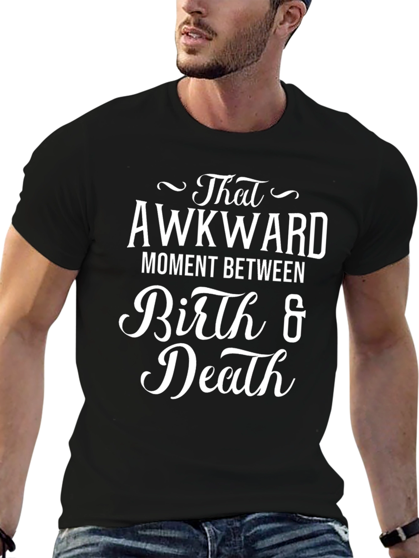 Black Awkward Moment Birth & Death Black Graphic Tee view 6