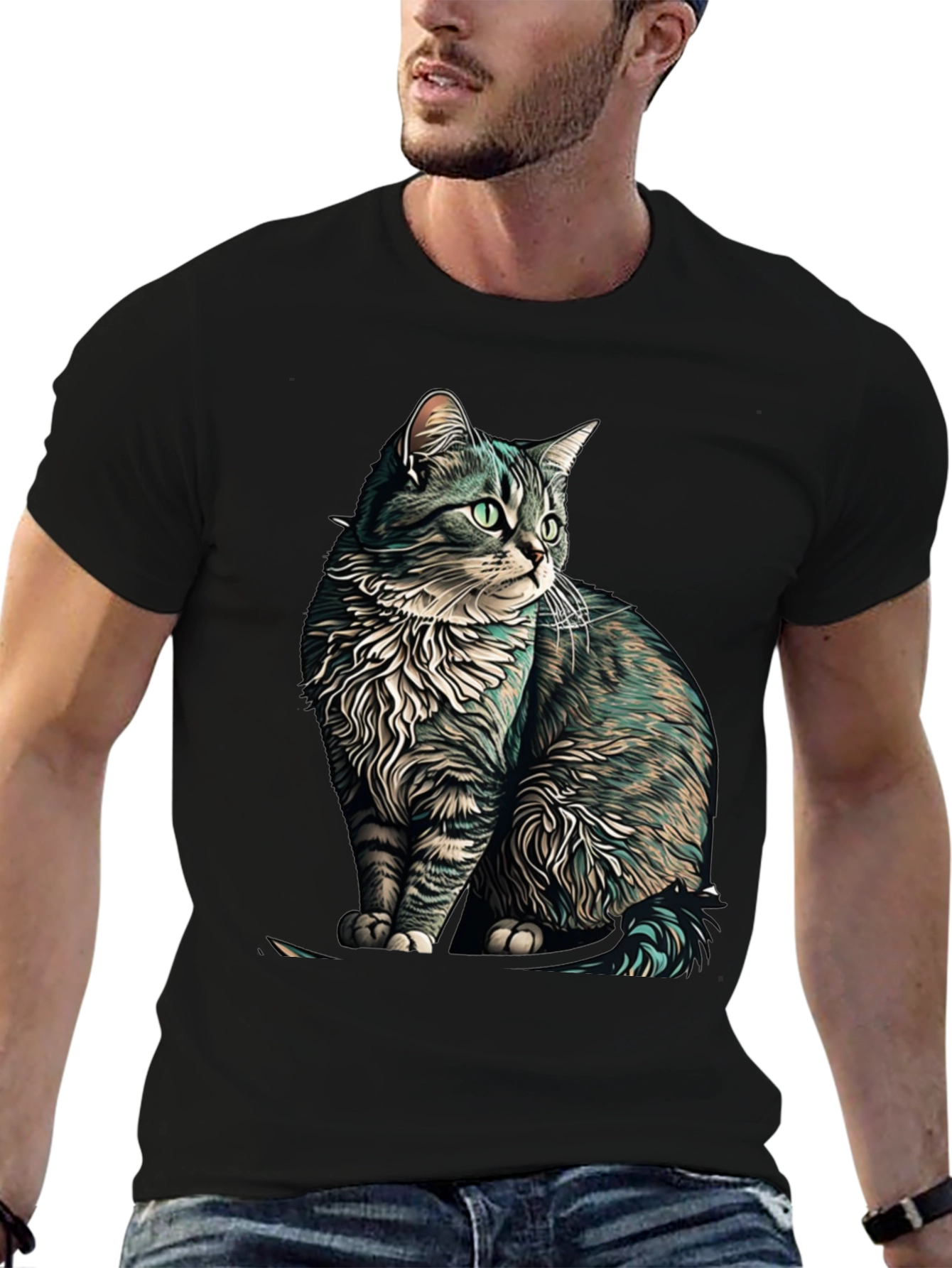 Black Cat Graphic Black T-Shirt view 6