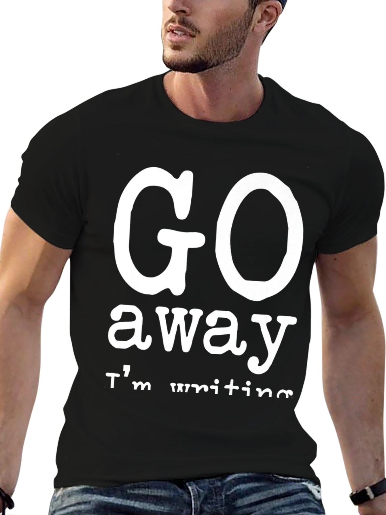 Black Go Away I'm Writing Black Tee view 6