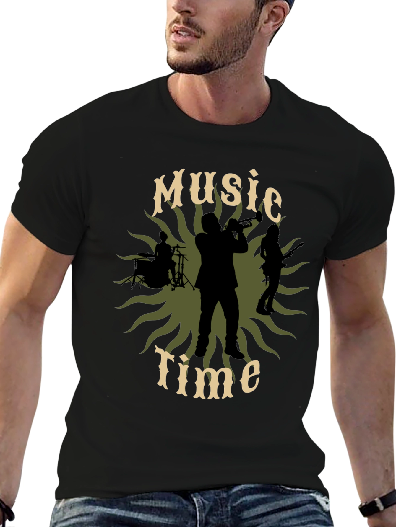 Black Music Time Silhouette Graphic Tee view 6