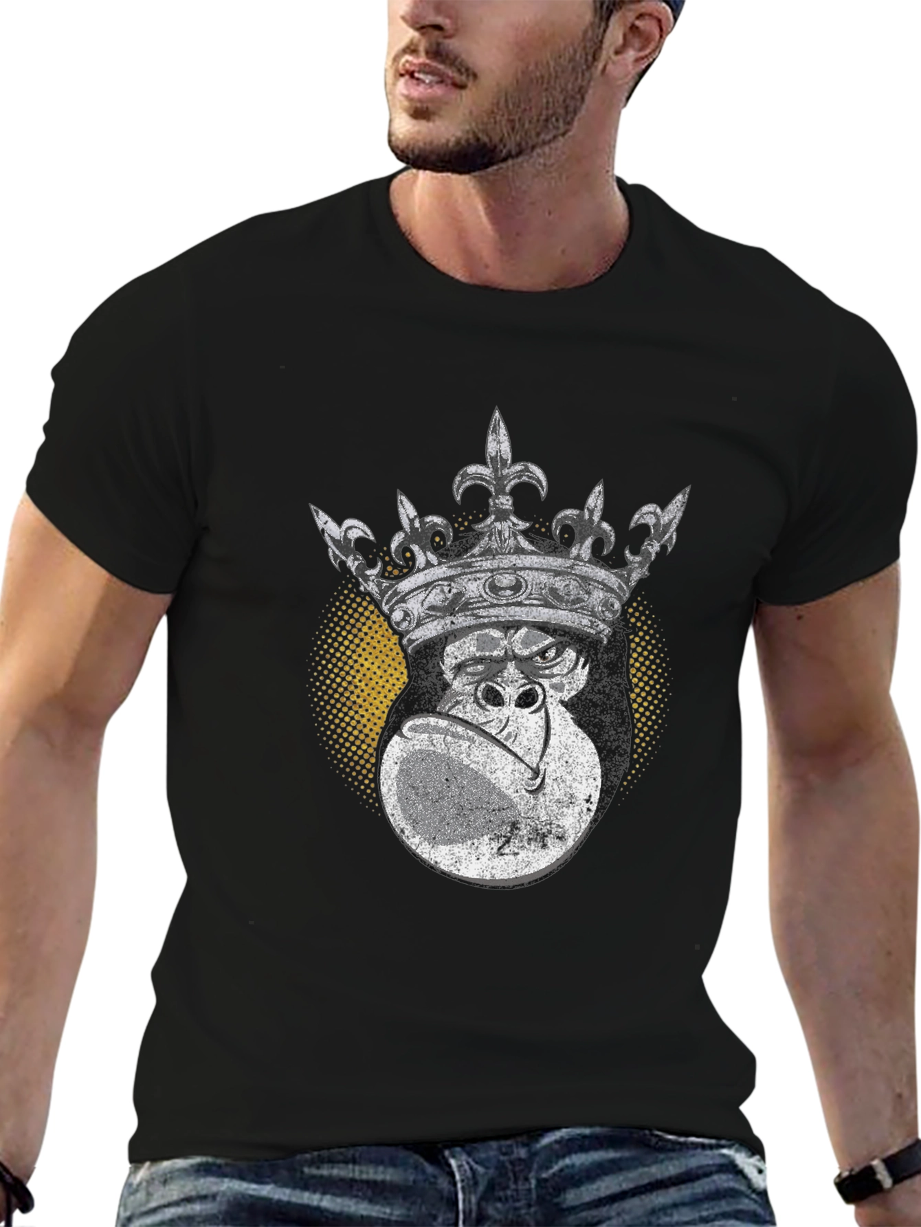 Black King Kong Graphic Tee - Black Cotton T-Shirt view 6